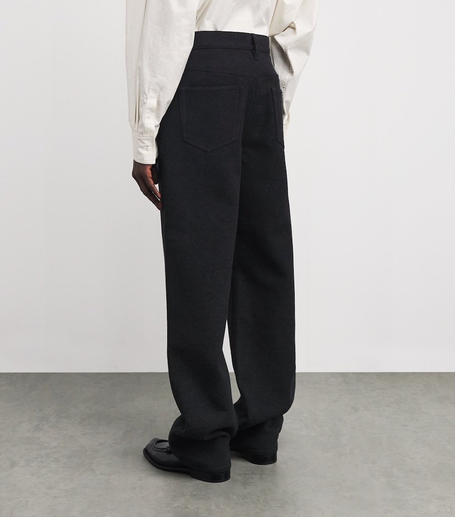 Brushed Twill Straight Trousers DARK GREY Image 4