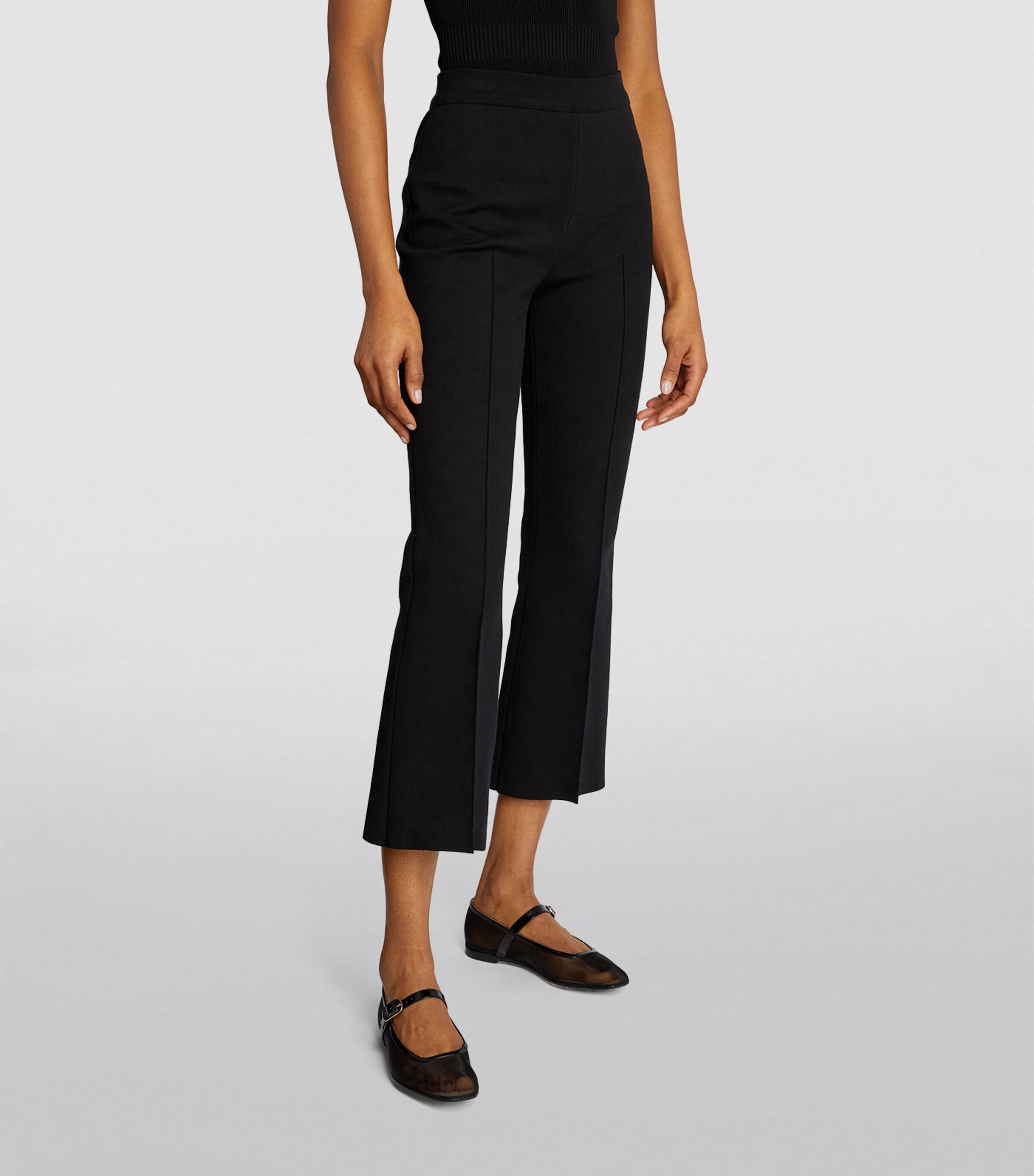 High Sport Womens Cropped Kick Flared Trousers Black Image 3