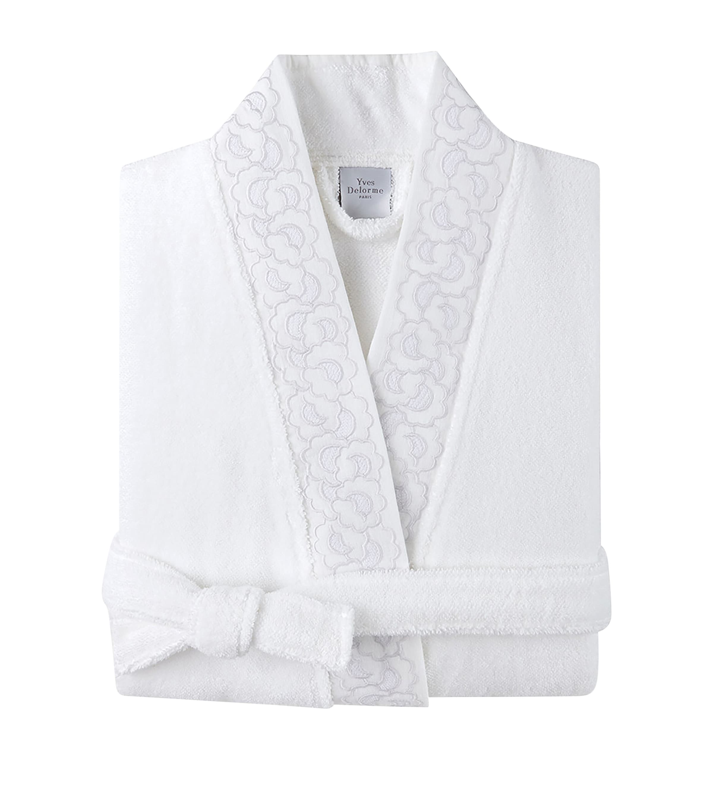 Yves Delorme Cotton Festons Bathrobe In White