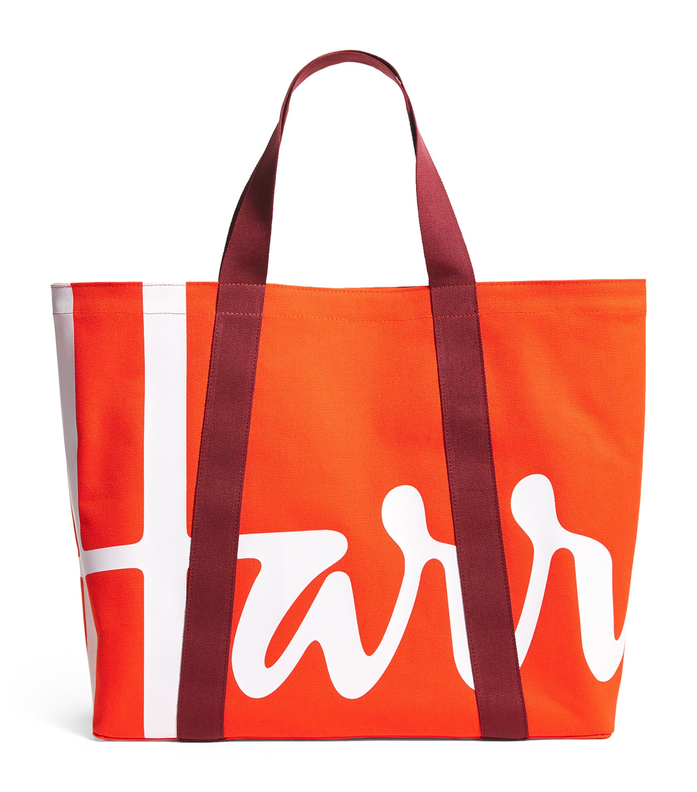 Harrods Large Cotton Logo Tote Bag In Orange