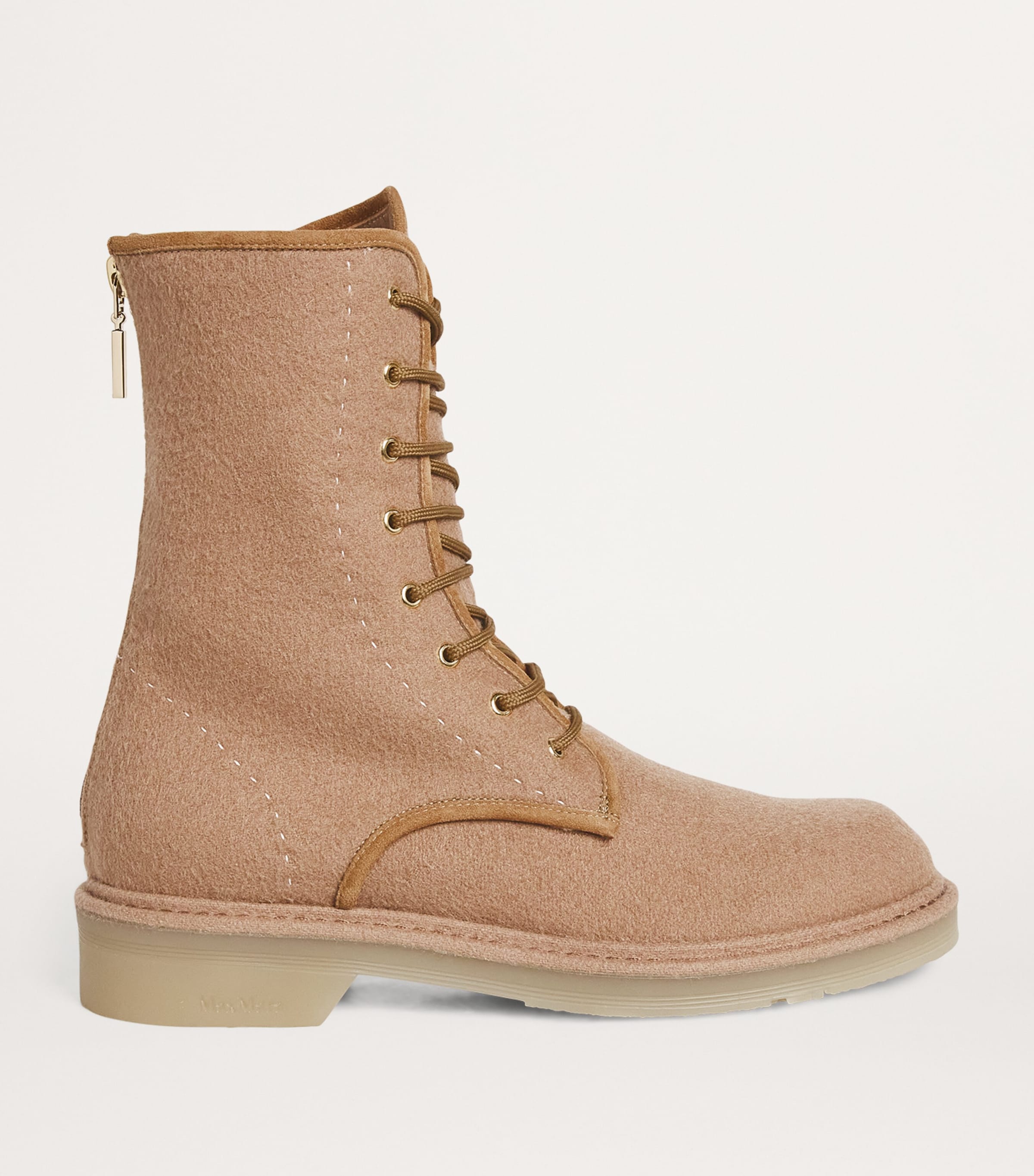 Shop Max Mara Felt Baker Ankle Boots In Beige