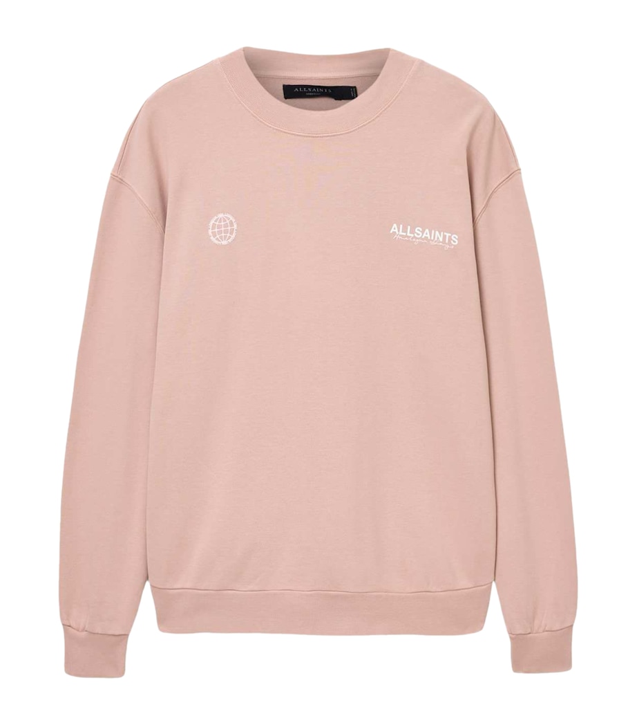 AllSaints Mens Organic Cotton Emblem Sweatshirt Sunbaked Pink Image 1