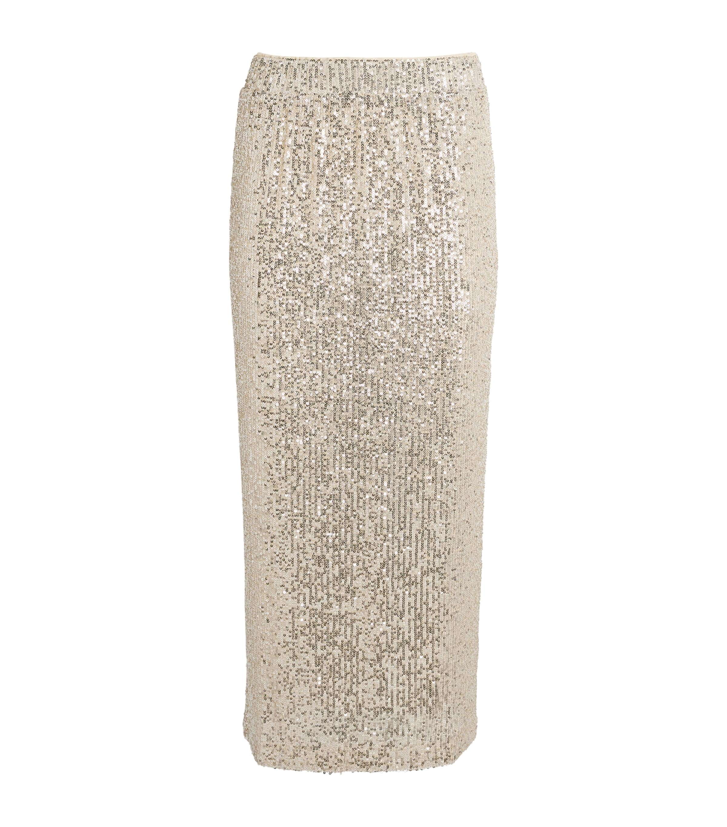 Sequinned Midi Skirt SILVER Image 1