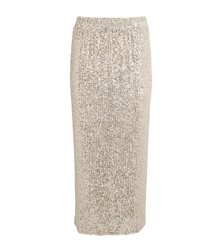 Sequinned Midi Skirt SILVER Image 1