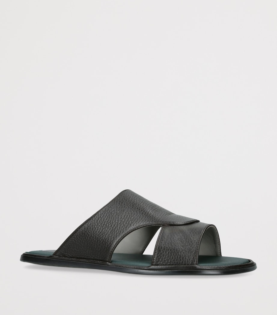 Leather Two-Strap Sandals DARK BROWN Image 3