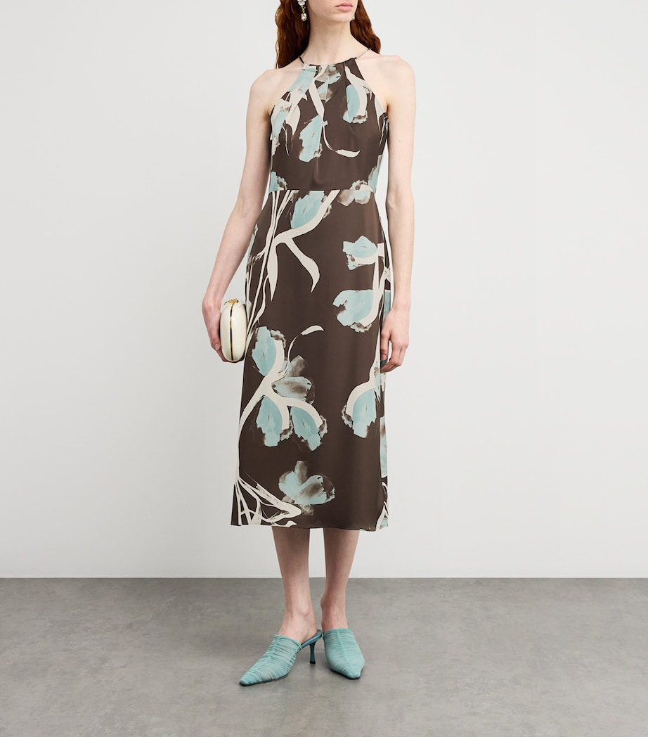 Satin Print Midi Dress COCOA Image 2