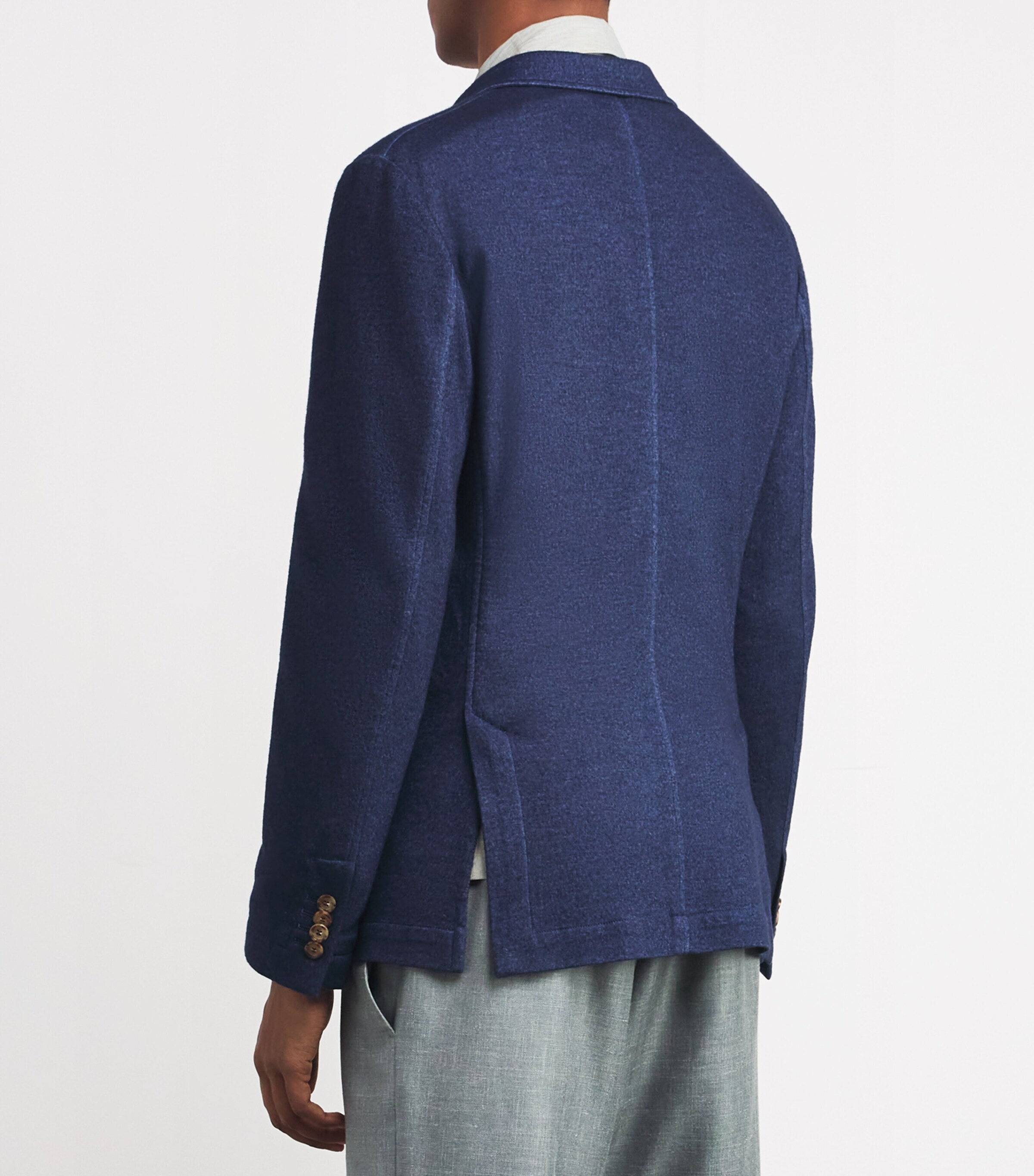 Colombo Mens Kid Cashmere-Silk Fleece Blazer Navy Blue Image 4