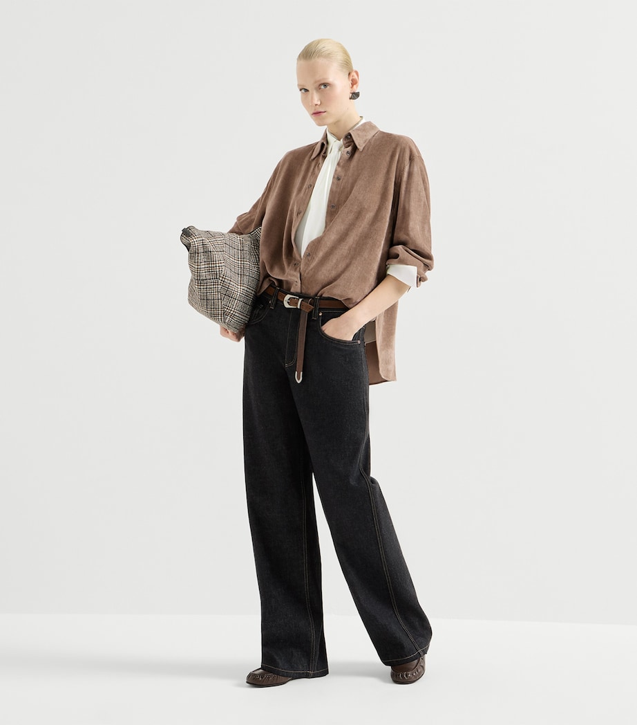 Brunello Cucinelli Womens Silk Tie-Detail Shirt Image 2