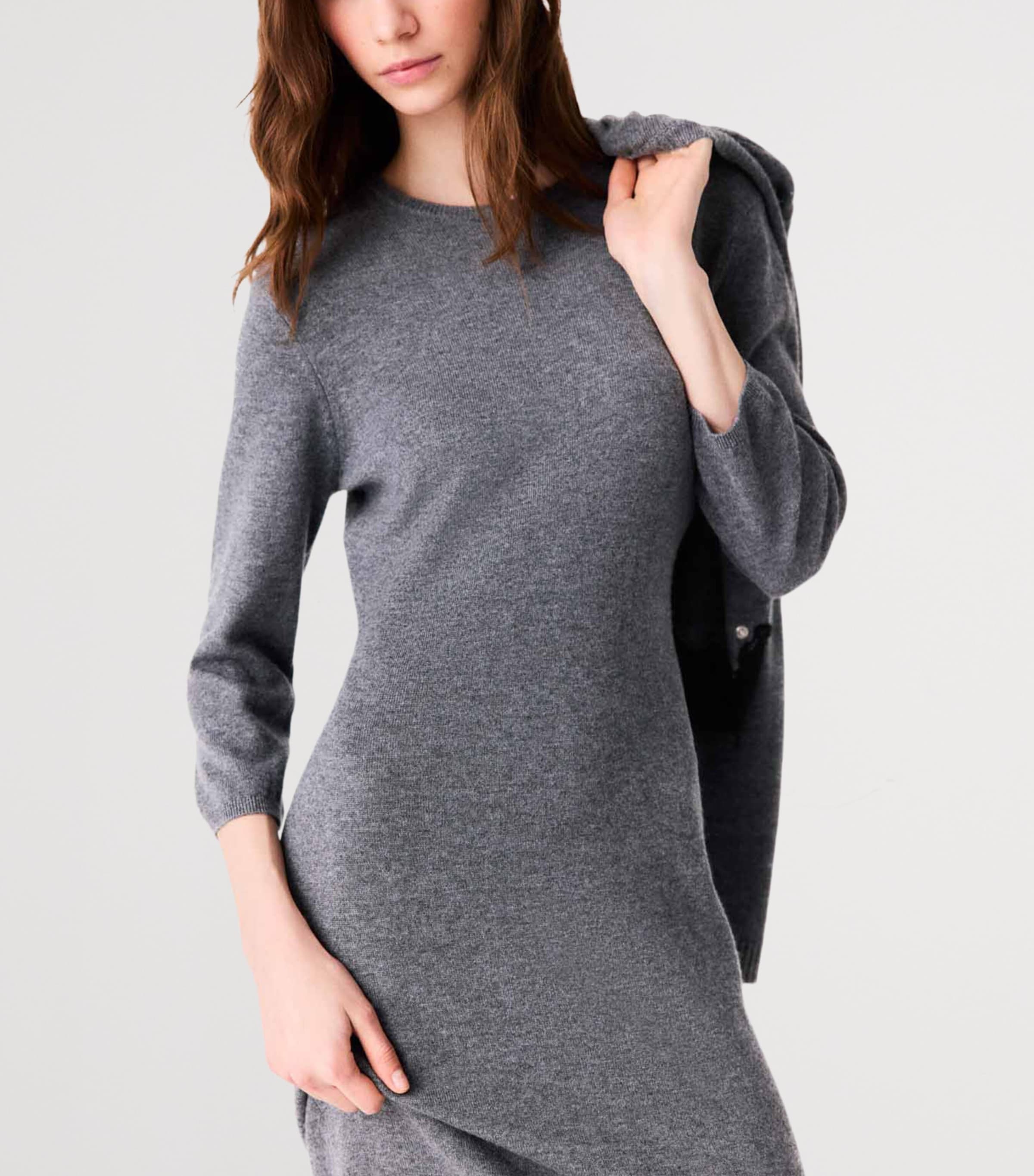Maje Womens Wool Lace-Trim Midi Dress Grey/black Image 7