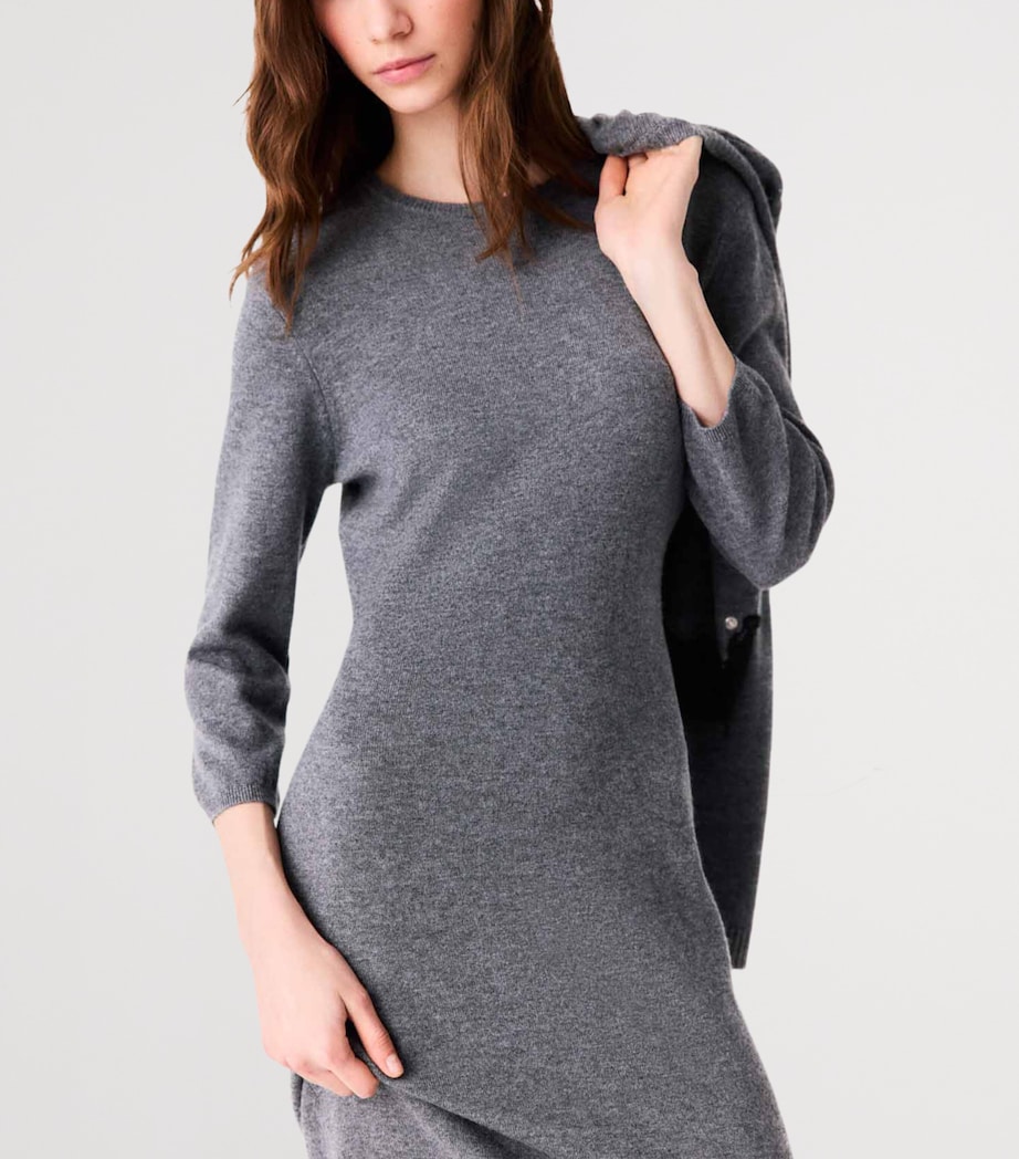Maje Womens Wool Lace-Trim Midi Dress Grey/black Image 7