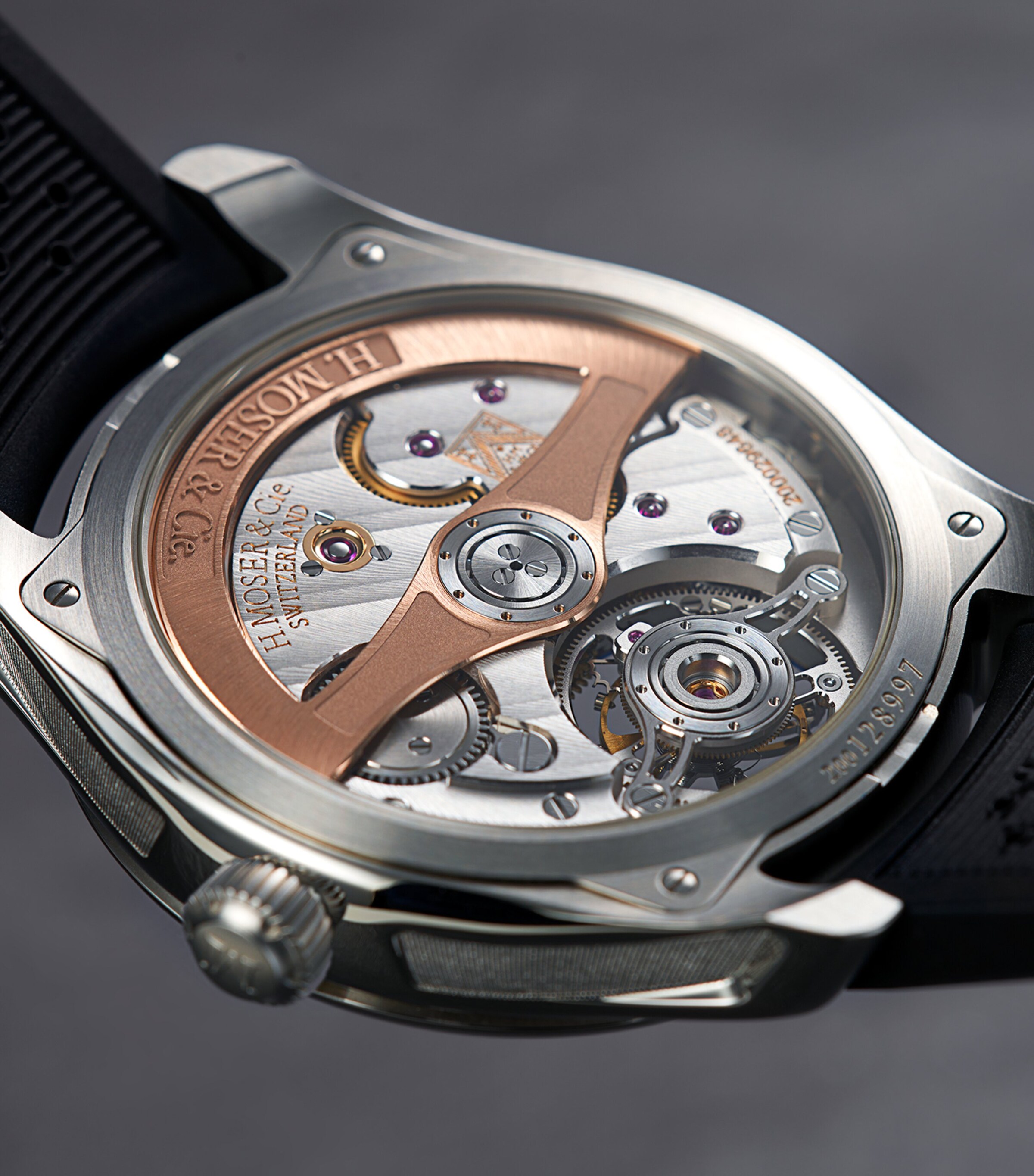 H. Moser & Cie Stainless Steel Pioneer Tourbillon Watch 40mm Blue Image 5