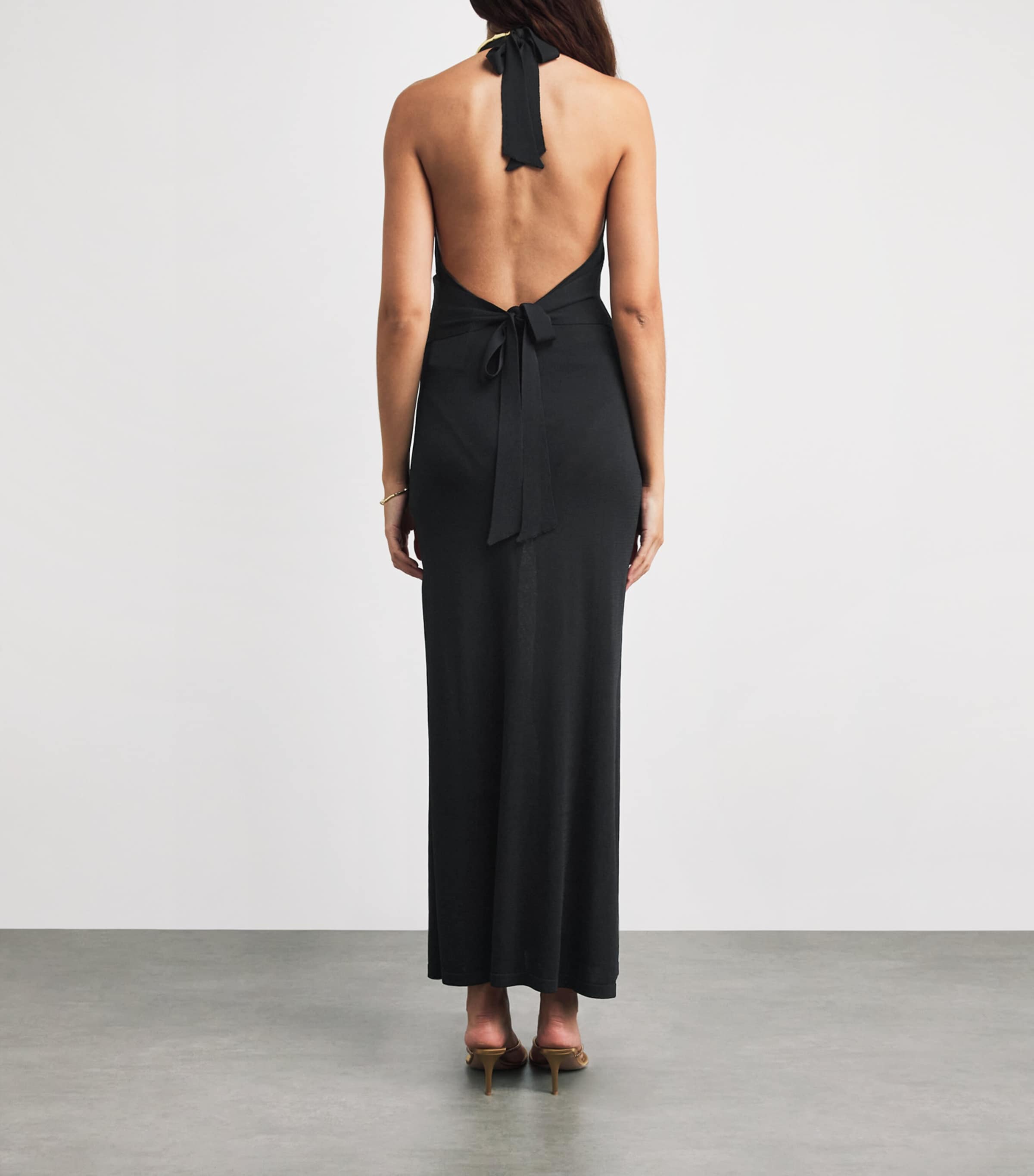 AWAY THAT DAY Womens Halterneck Mozambique Maxi Dress Black Image 4