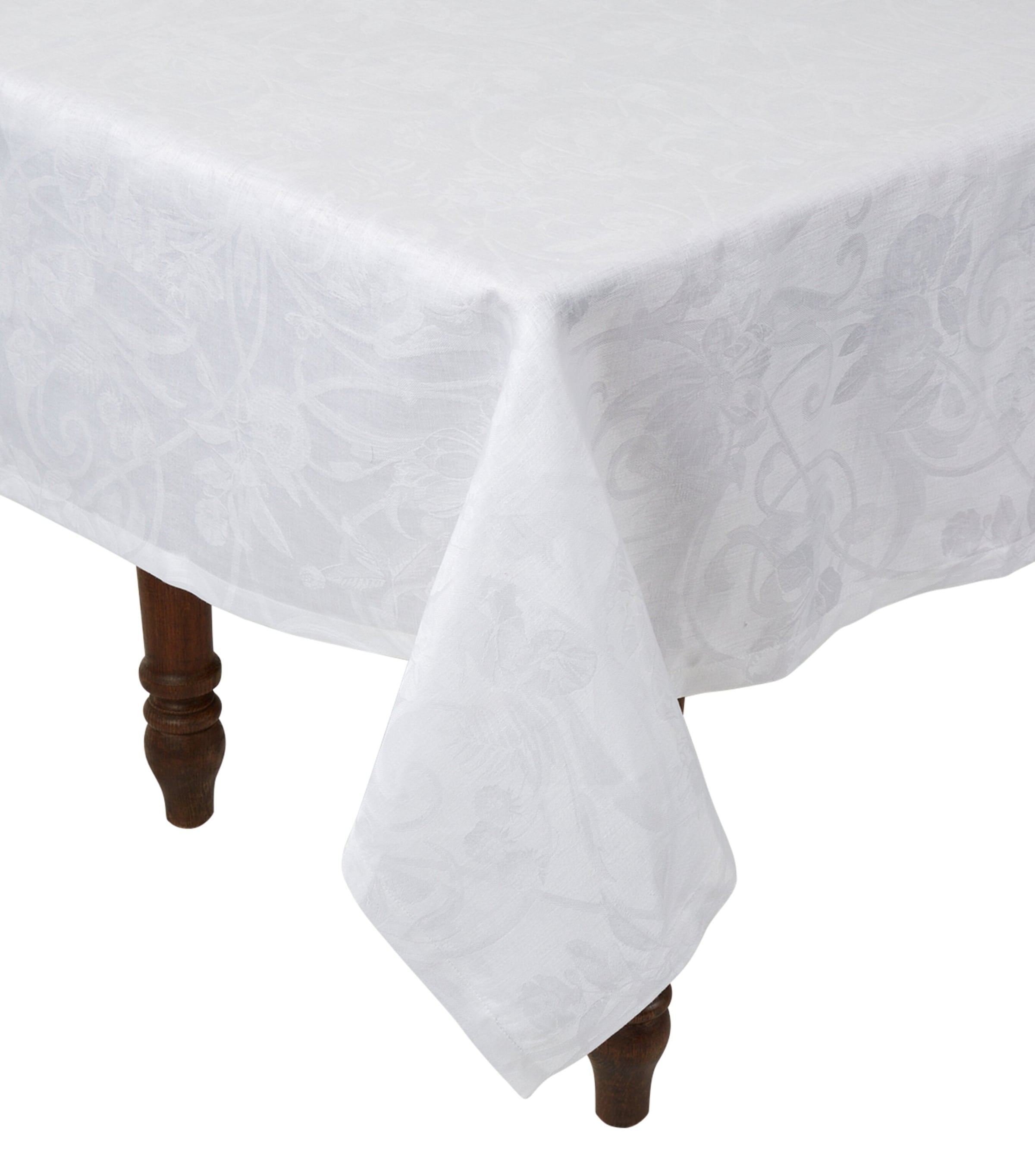 Tivoli Damask Tablecloth (175cm x 250cm) WHITE Image 1