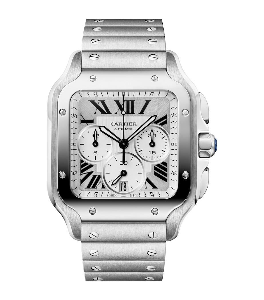 Cartier Large Stainless Steel Santos de Cartier Chronograph Watch 39.8mm Steel Image 1