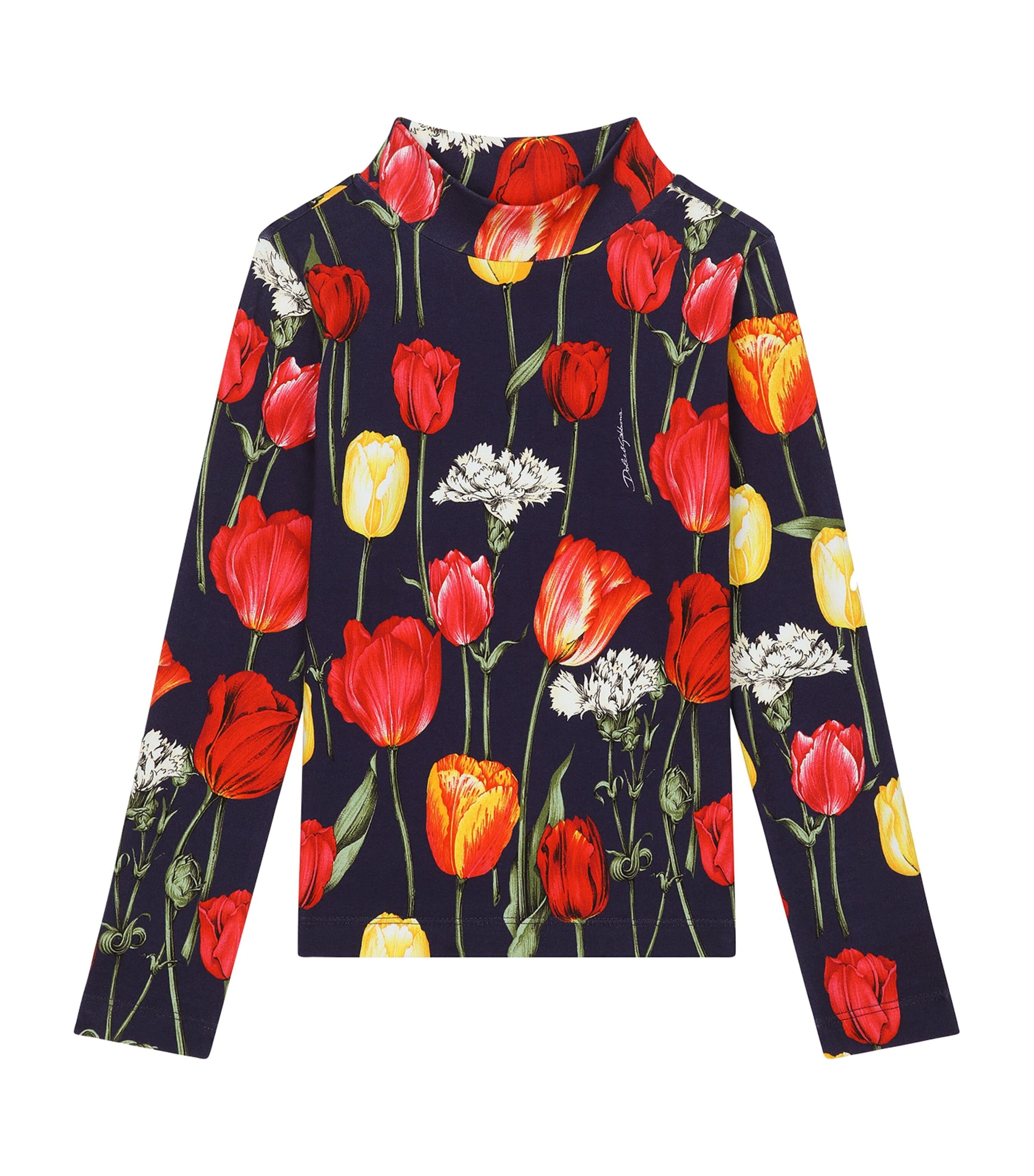 Shop Dolce & Gabbana Floral Mock-neck Shirt