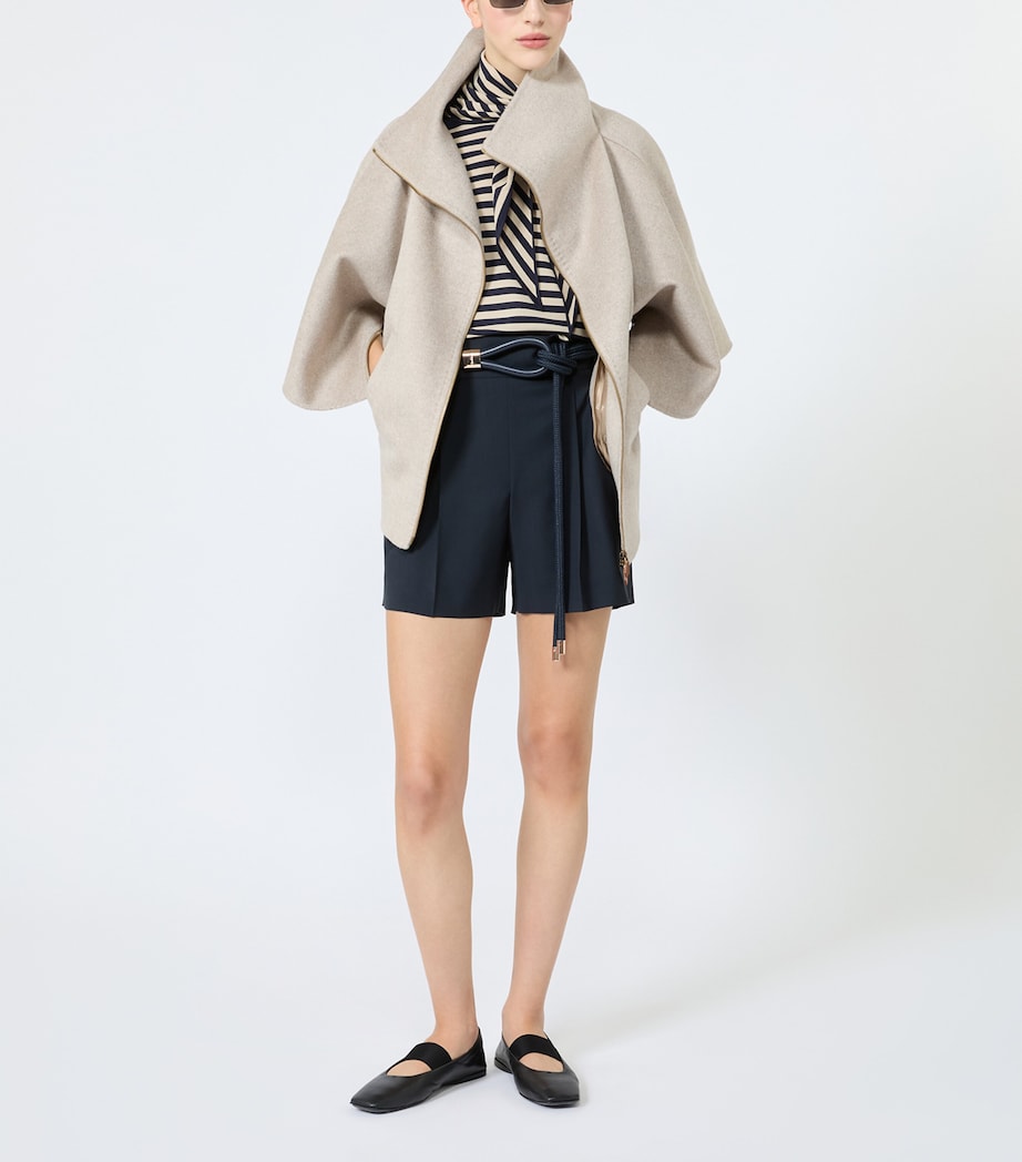 Max Mara Womens Cashmere Cape-Sleeve Jacket Sand Image 2