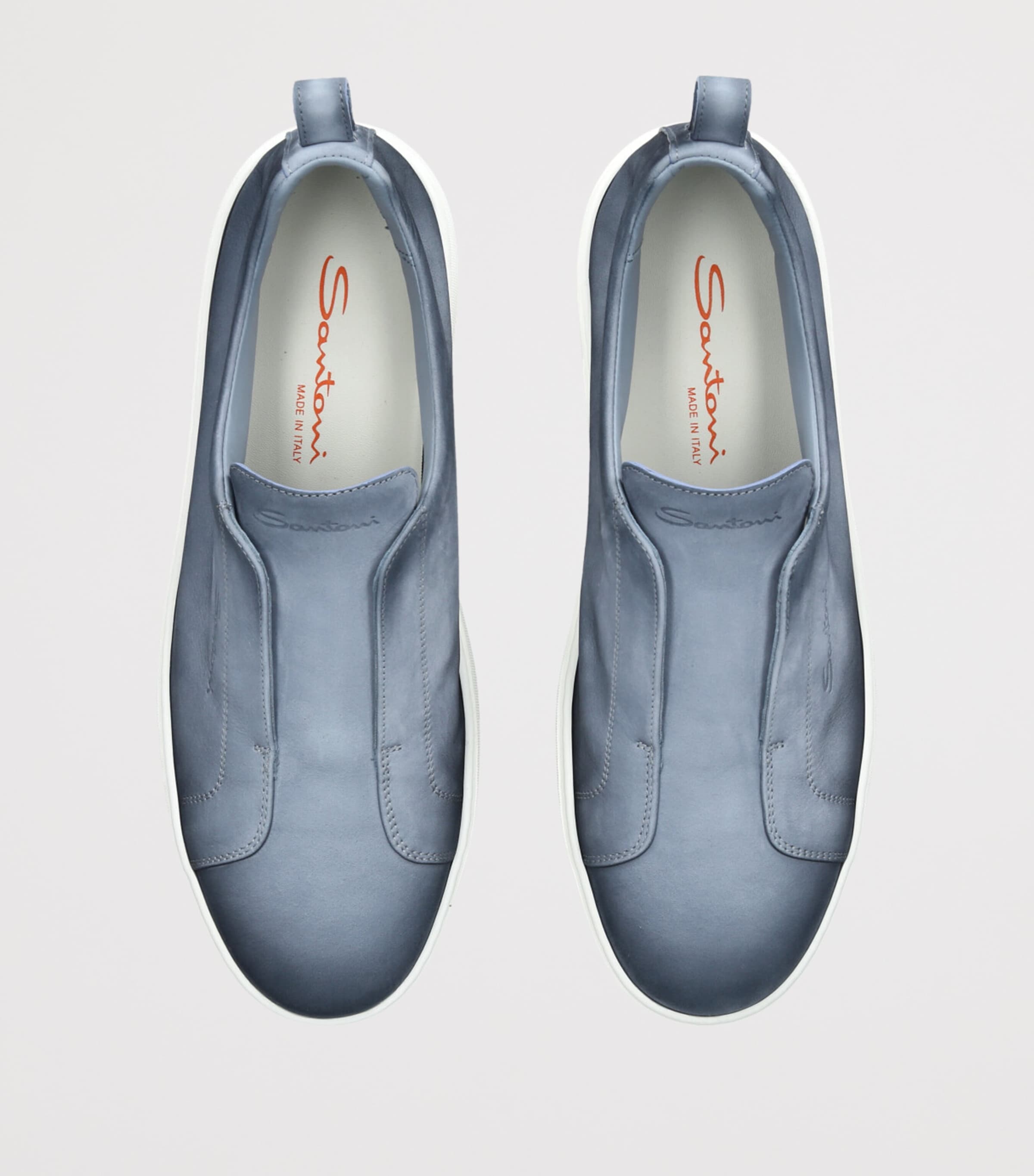 Santoni Nubuck Leather Clean Icon Sneakers Blue Image 4