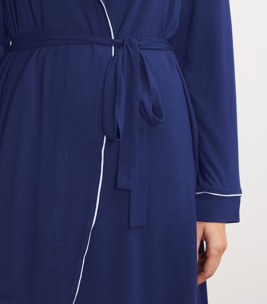 Modal-Blend Gisele Short Robe NAVY/IVORY Image 6