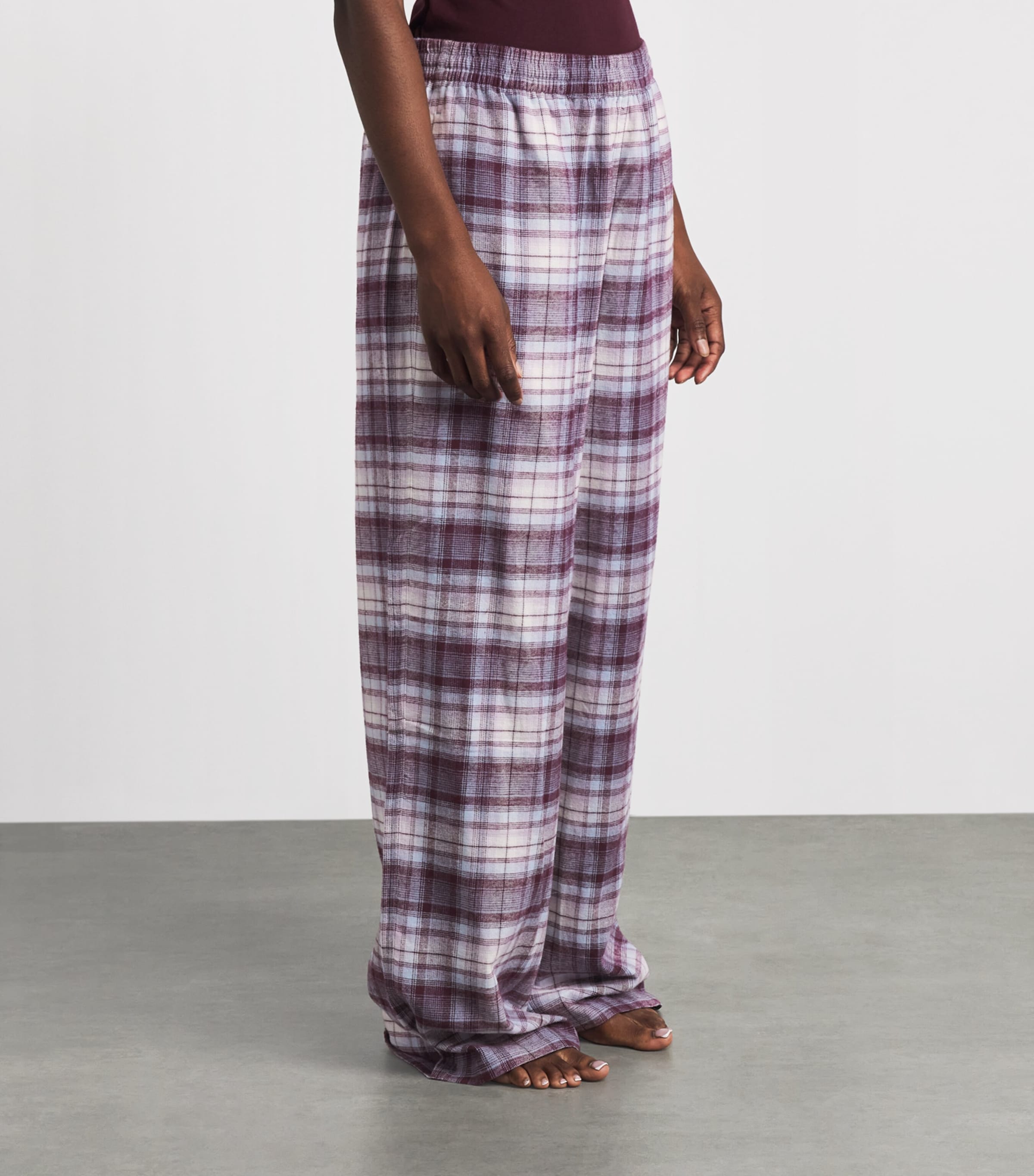 Skims Womens Cotton Check Pyjama Bottoms Iris Mica Plaid Image 4
