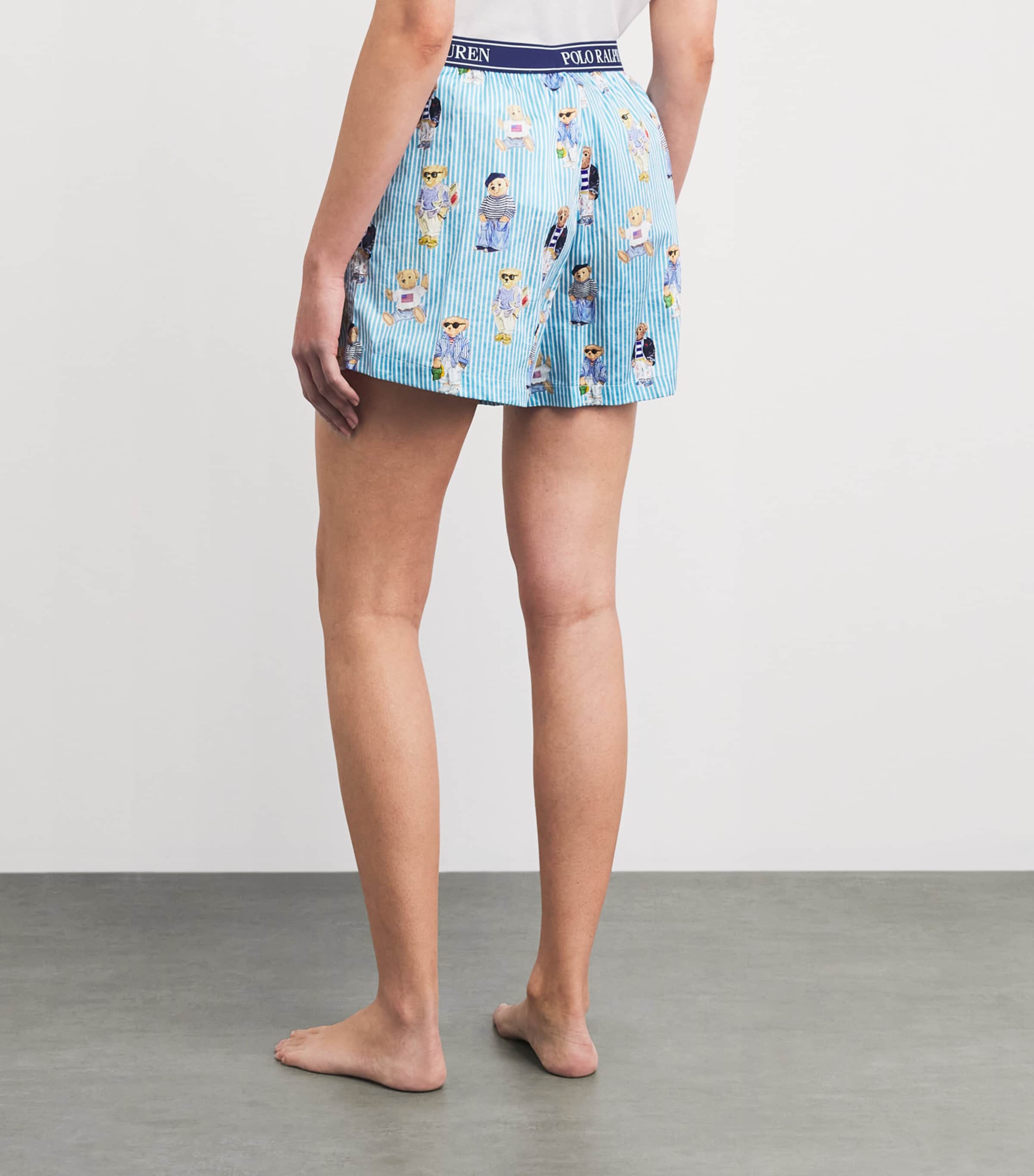 Polo Ralph Lauren Womens Cotton Polo Bear Logo Pyjama Shorts Agua Mist Bear Image 5