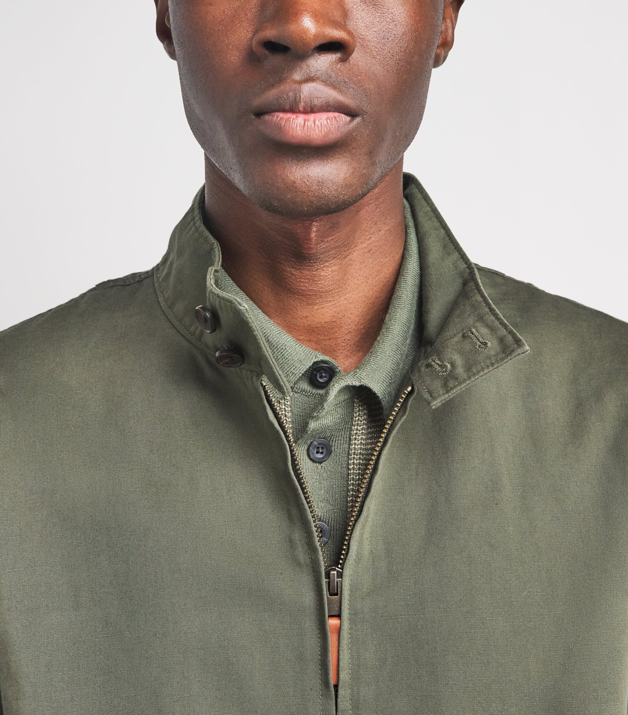 Vince Mens Cotton-Linen Bomber Jacket Coulter Green Image 3