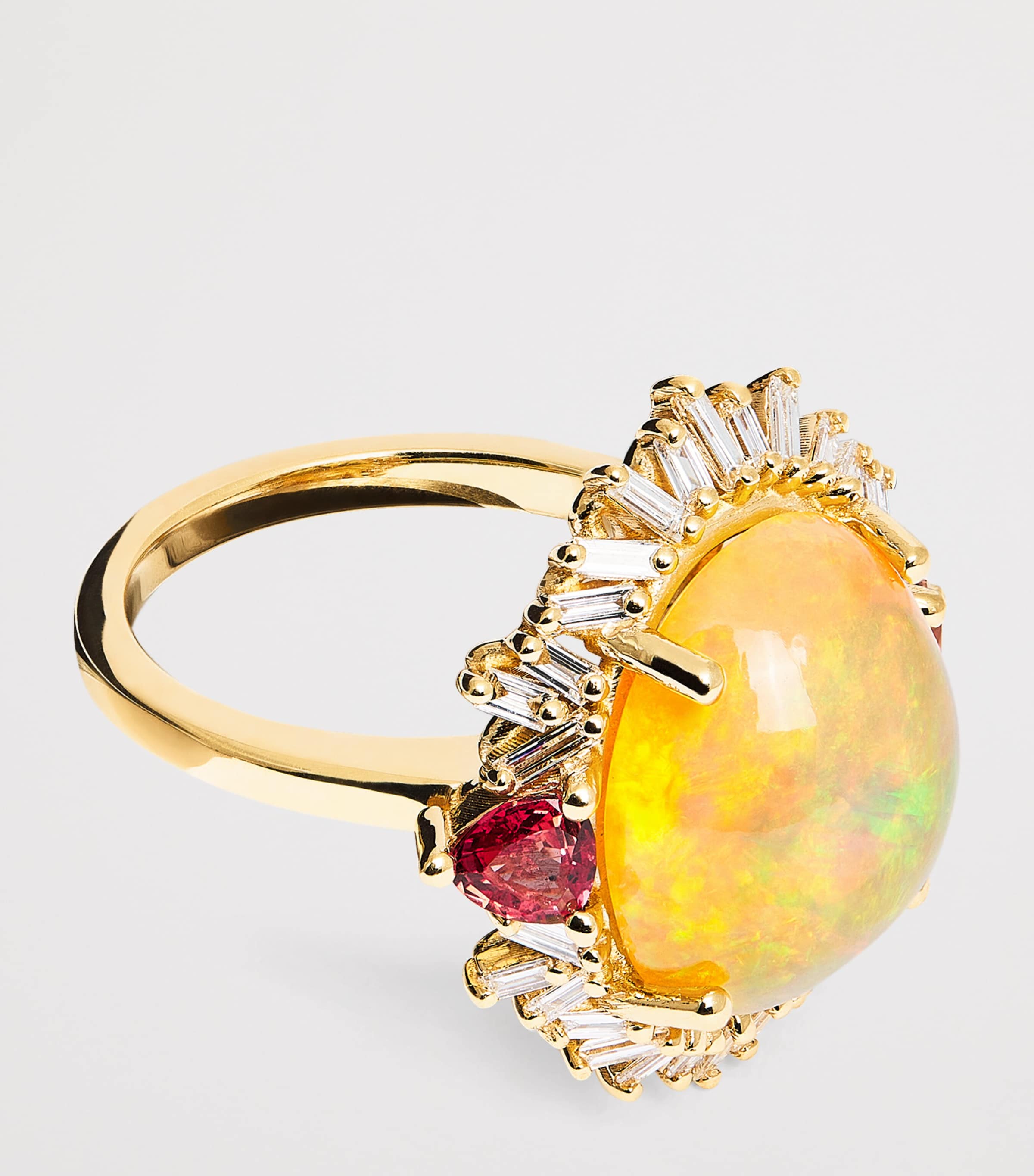 Suzanne Kalan Yellow Gold, Diamond, Sapphire and Opal One of a Kind Oval Portrait Ring Yg/opal/ms Image 4