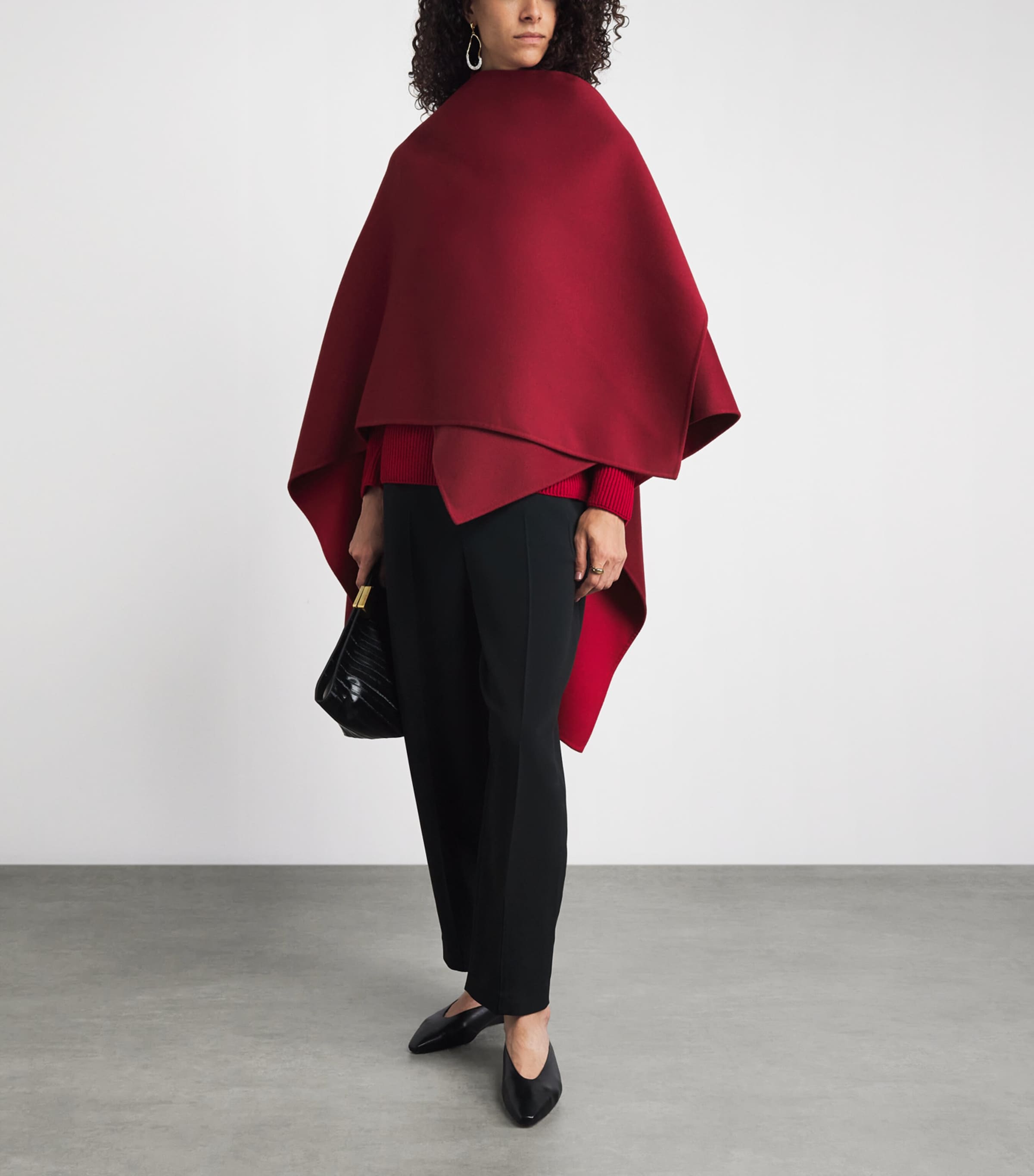 RETORI Womens Virgin Wool Cape Red Image 2