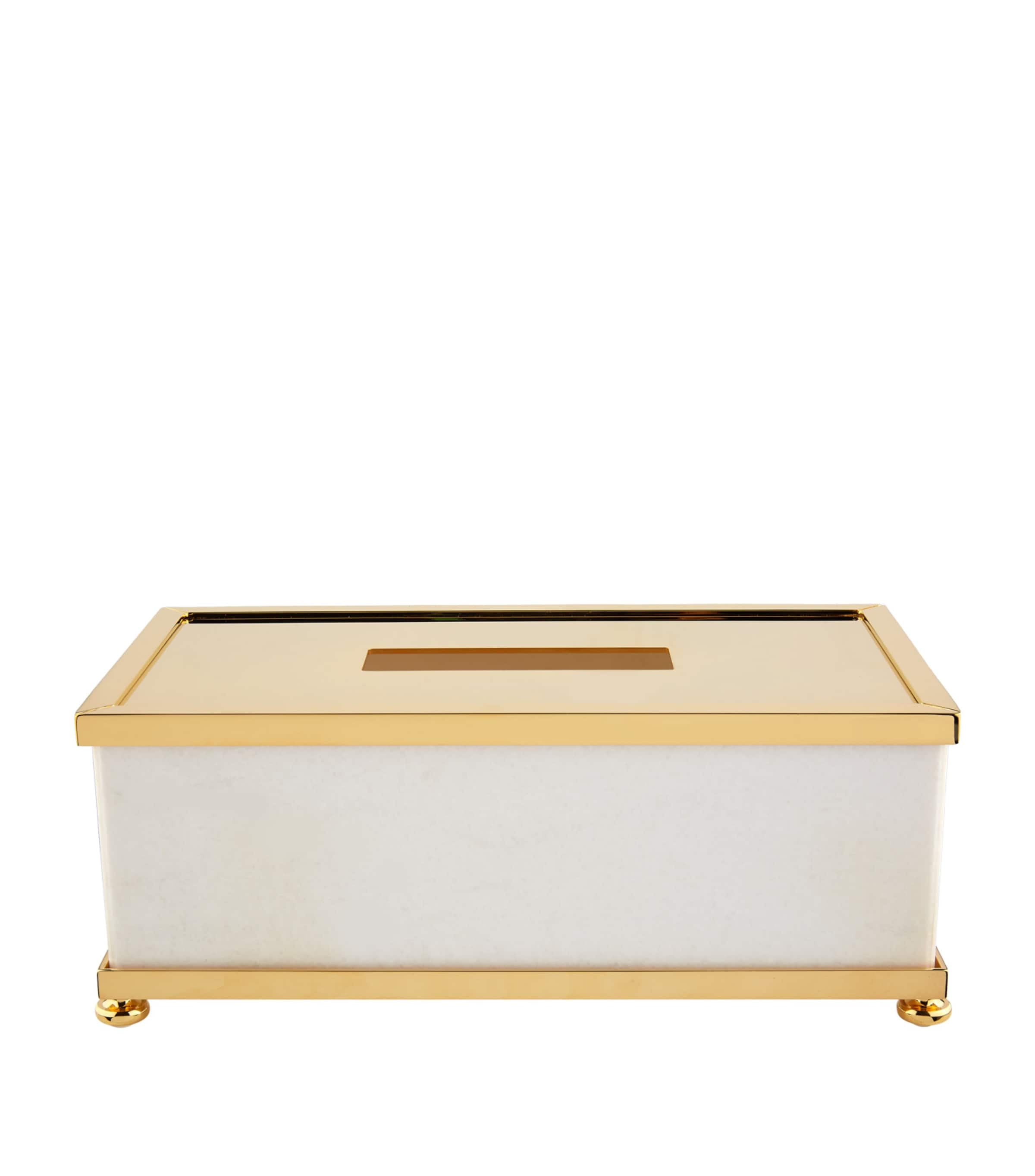 Marble Tissue Box WHITE GOLD Image 1