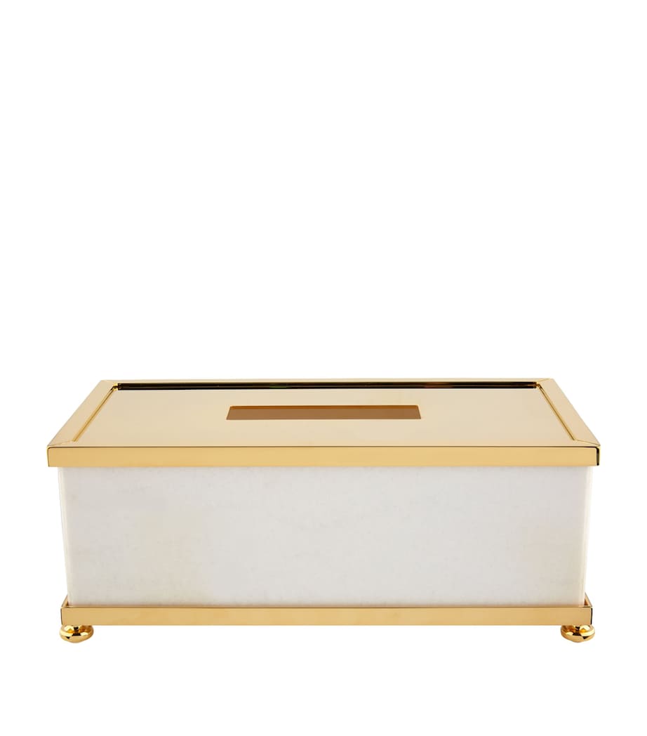 Marble Tissue Box WHITE GOLD Image 1