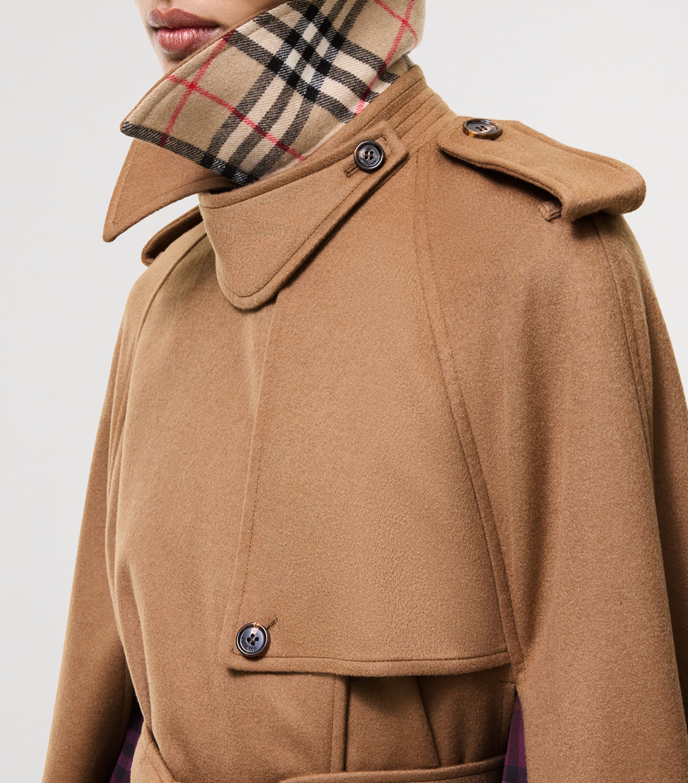 Burberry Womens Cashmere Belmont Trench Cape Camel Image 3