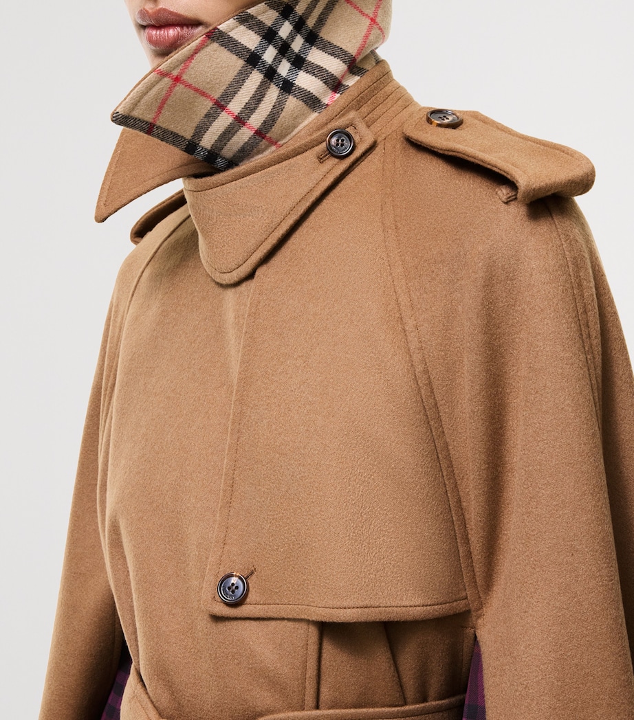 Burberry Womens Cashmere Belmont Trench Cape Camel Image 3