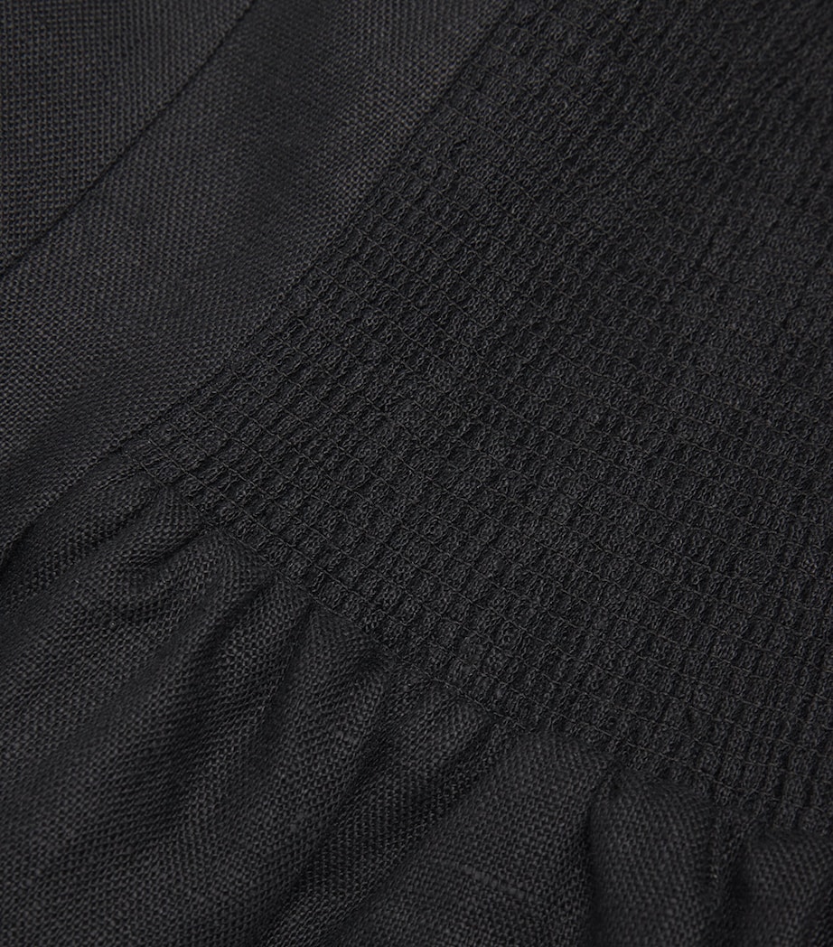 Linen Rosalie Peplum Top BLACK Image 5