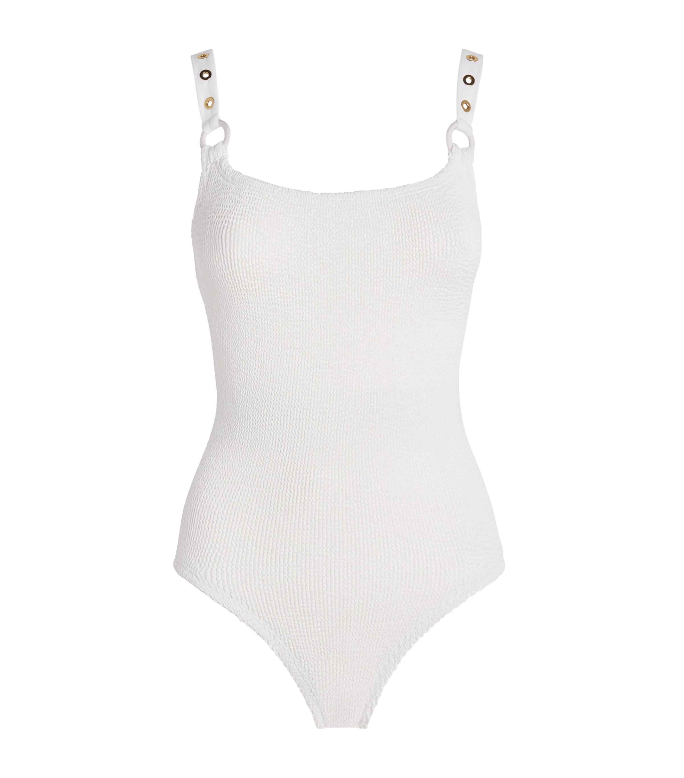 Hunza G Womens Eyelet Melody Swimsuit White Image 1