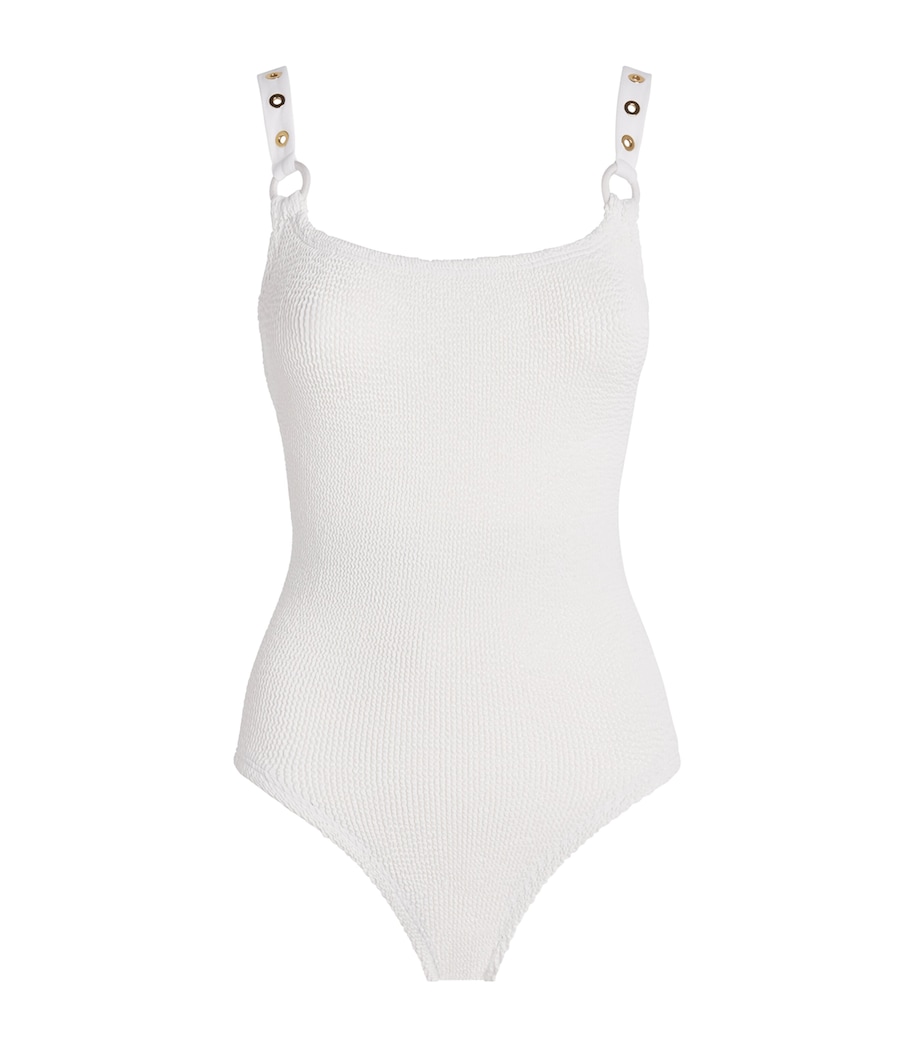 Hunza G Womens Eyelet Melody Swimsuit White Image 1