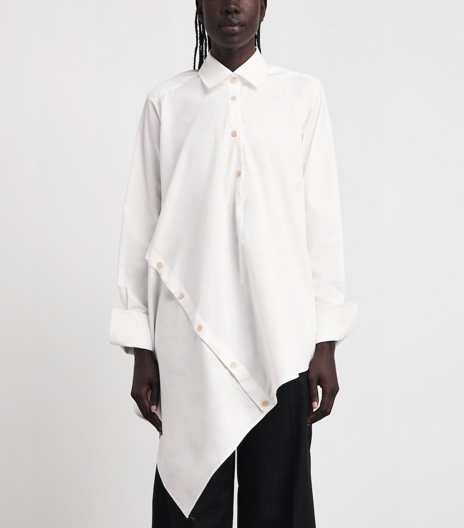 Palmer//Harding Womens Cotton Deconstructed Asymmetric Sonder Shirt Wht Whte Cttn Poplin Image 4