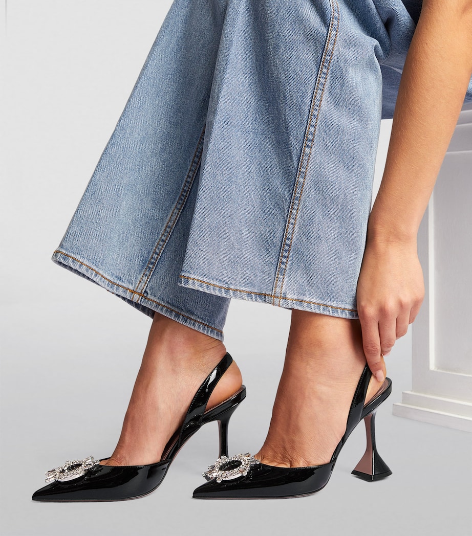 Leather Begum Slingback Pumps 95 BLACK Image 2