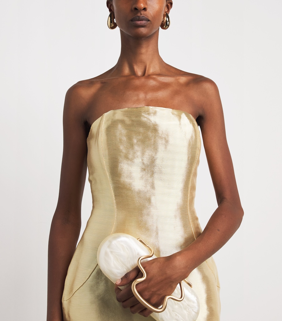 Cult Gaia Womens Satin Strapless Ficklin Gown Gold Image 3