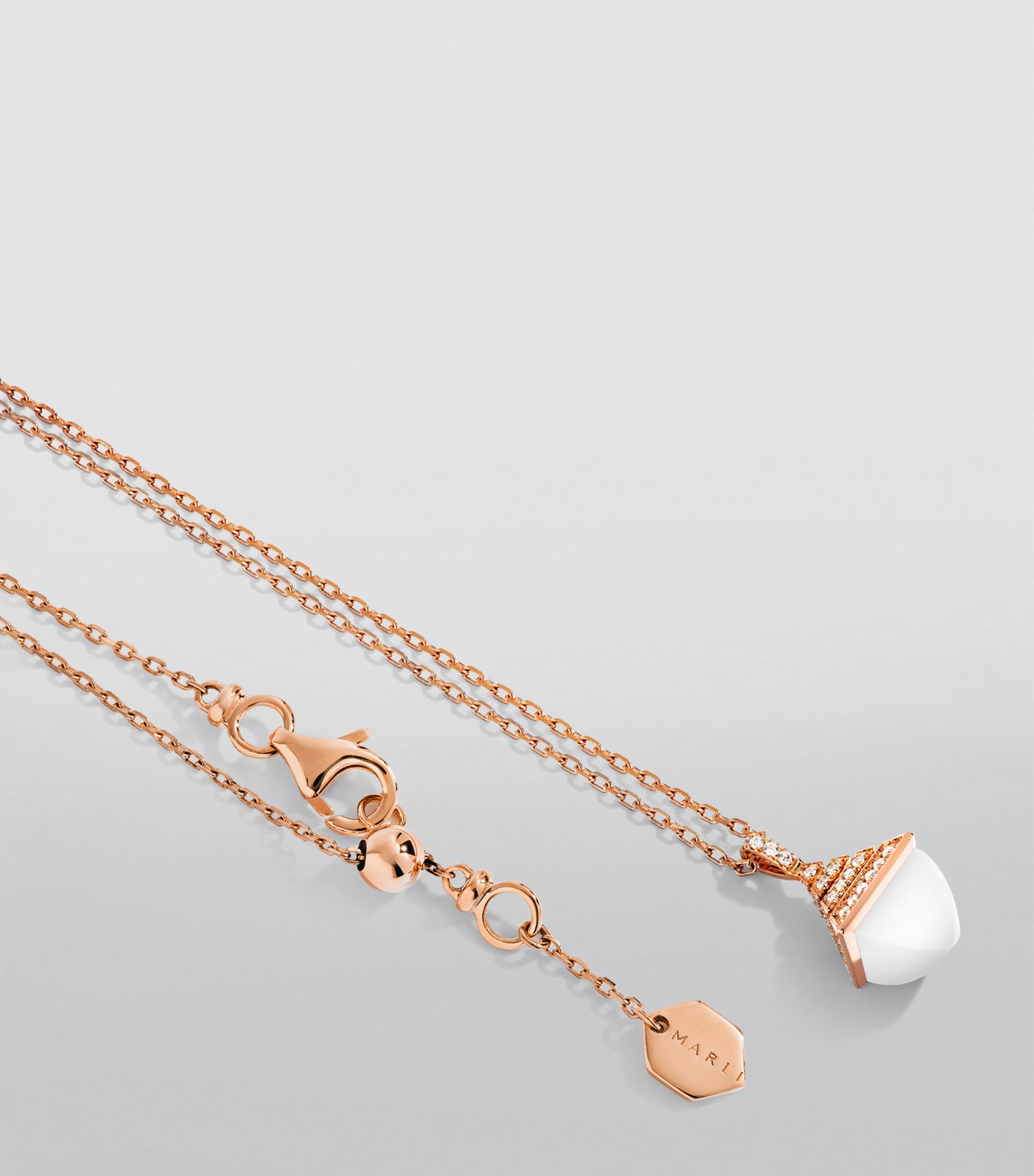 MARLI New York Mini Rose Gold, Diamond and White Agate Cleo Rev Pendant Necklace Rose Gold Image 2