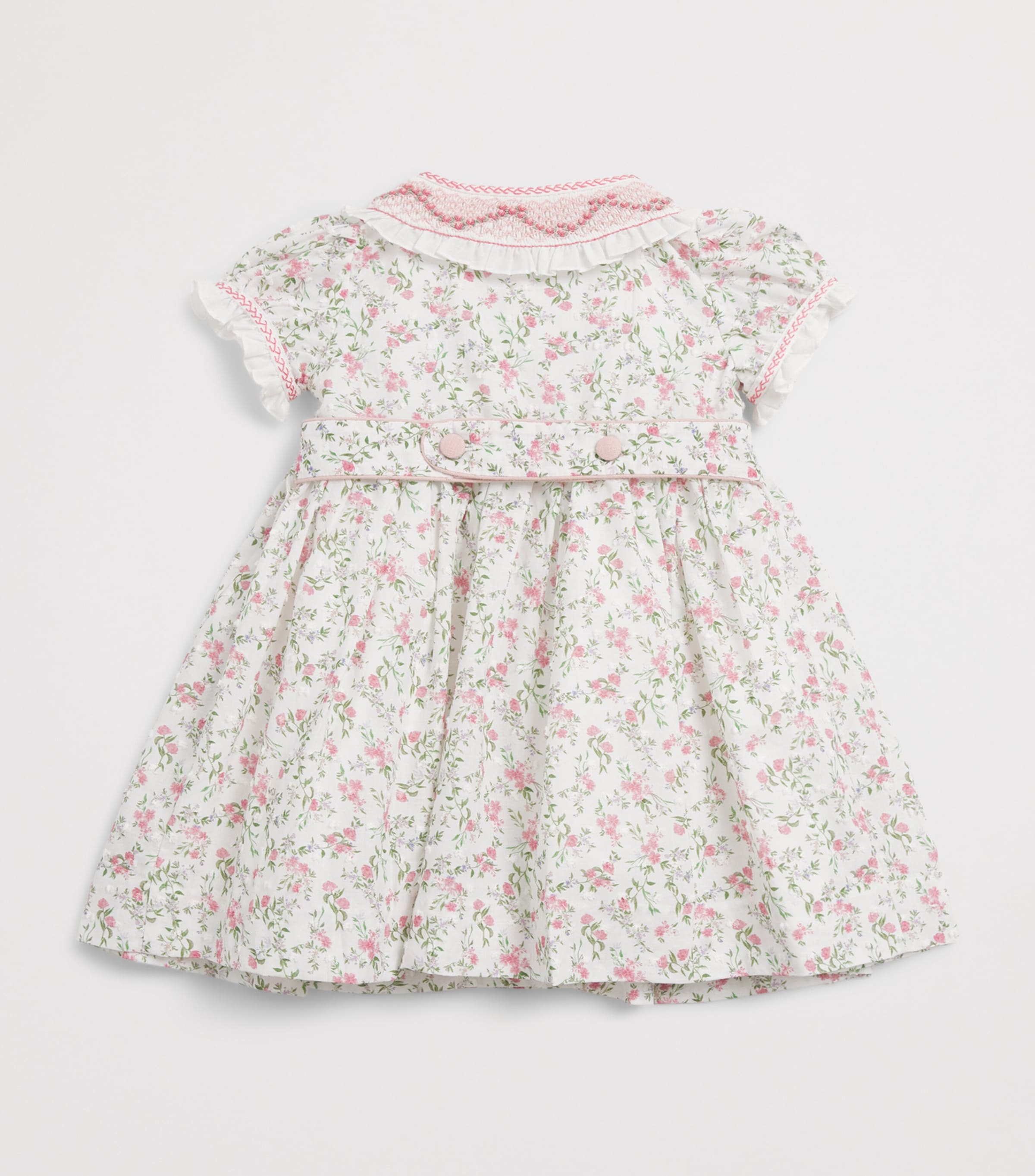 PEPA LONDON Cotton Smocked Floral Dress (12 Months - 4 Years) Pink Image 2