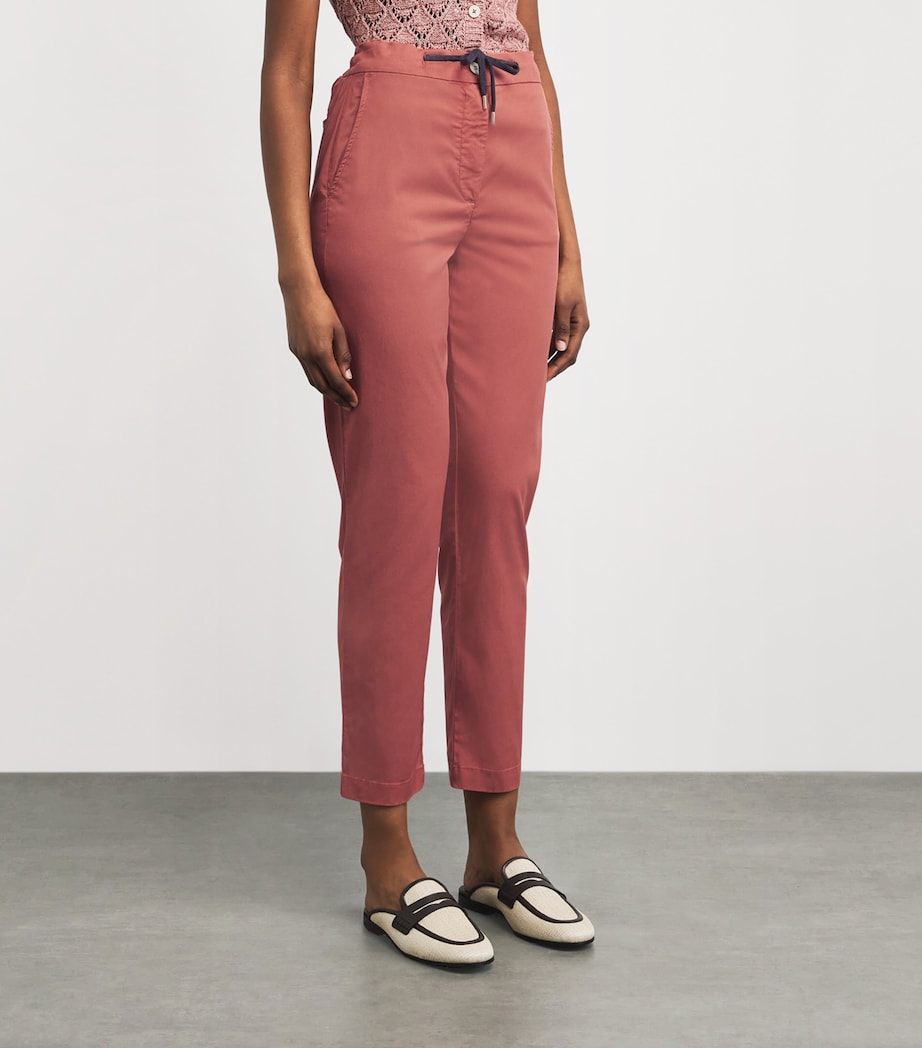 Eleventy Womens Twill Drawstring Straight Trousers Lampone Image 4