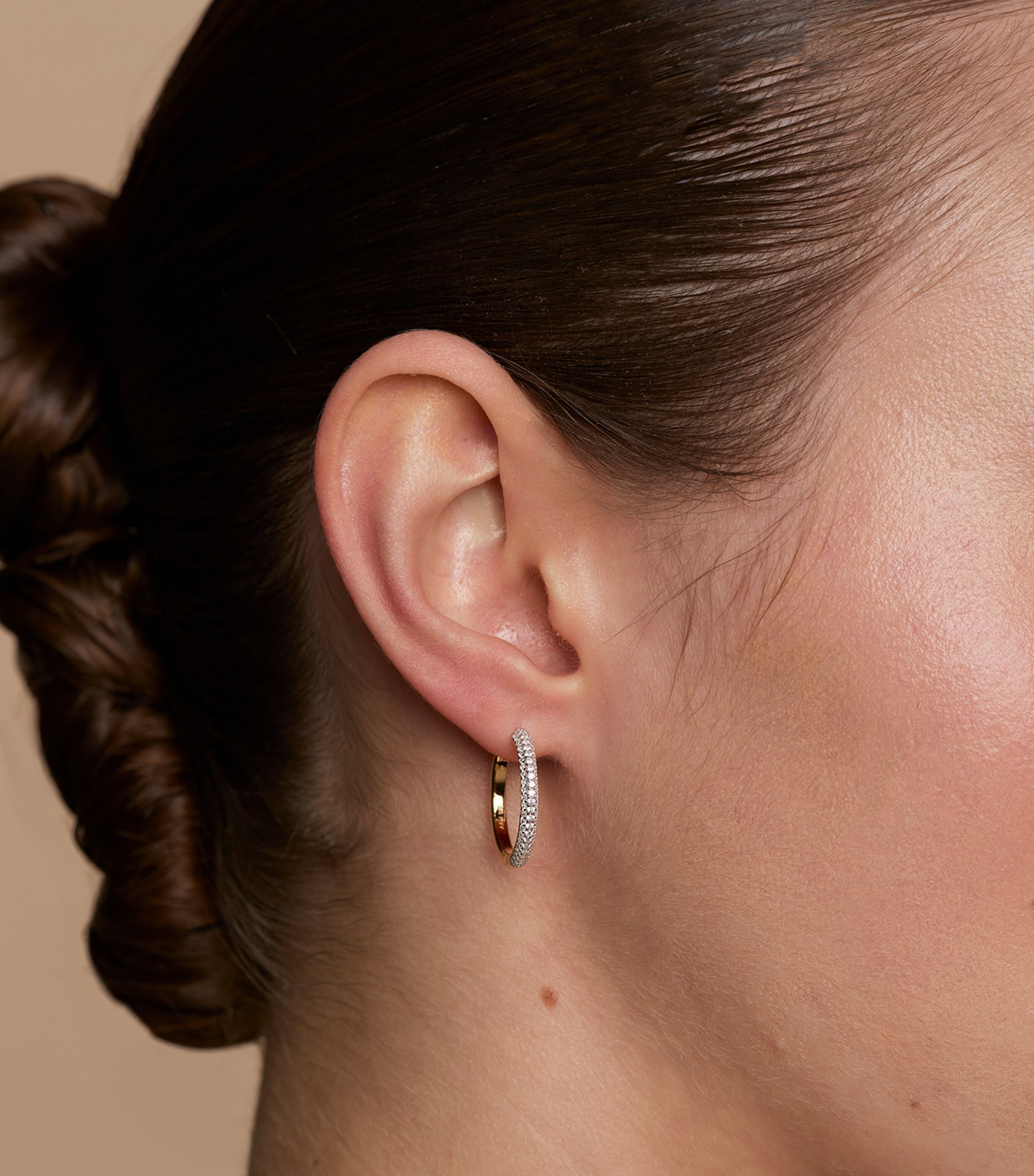 Astrid & Miyu Gold-Plated Pavé Essential Hoop Earrings (Medium) Gold Image 2