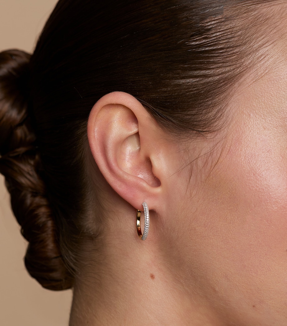 Astrid & Miyu Gold-Plated Pavé Essential Hoop Earrings (Medium) Gold Image 2