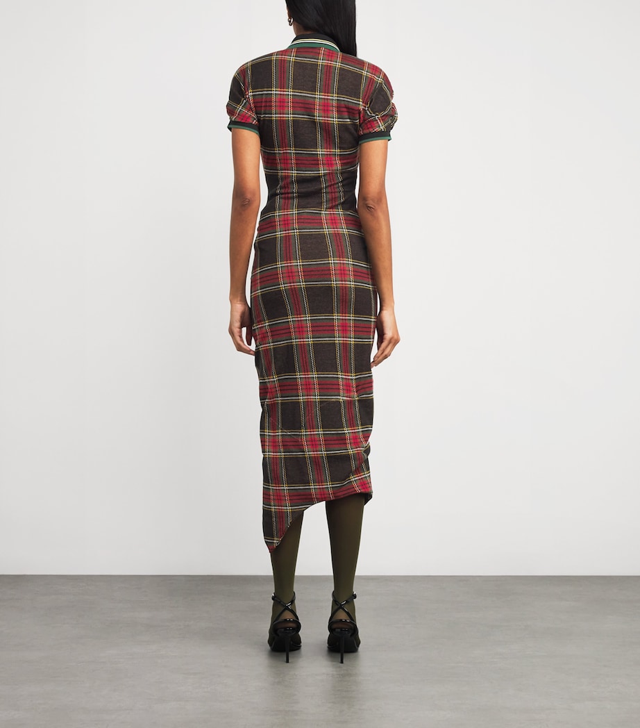 tartan midi dress Red Plaid Cotton Zip Front - Dresses chic look Red Tartan Flutter Sleeve Midi