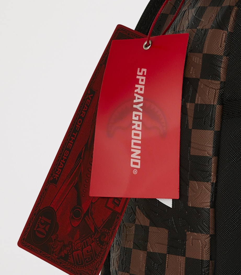 Embossed Check Backpack BROWN Image 10