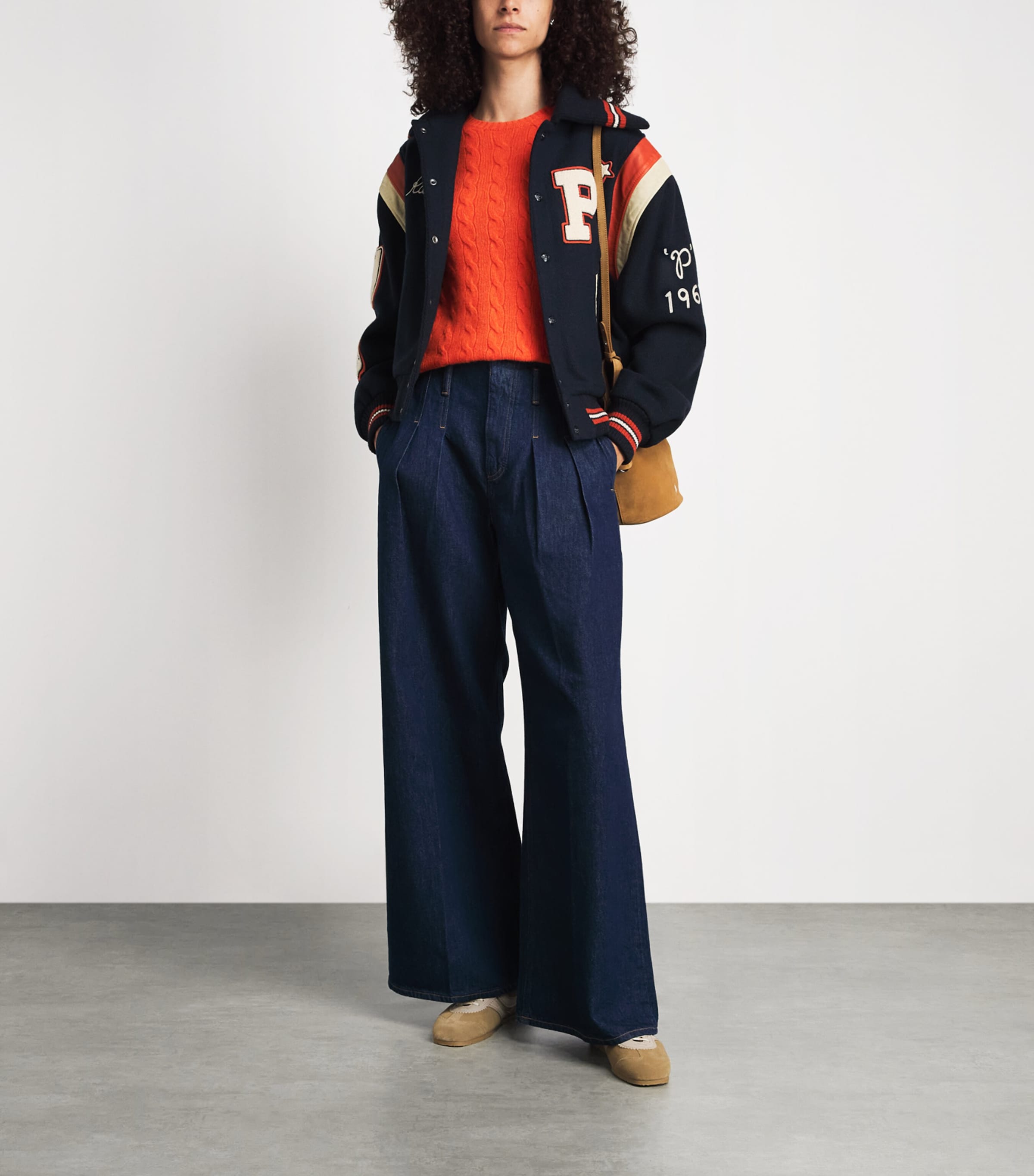 Polo Ralph Lauren Womens Wool-Cashmere Cable-Knit Sweater Orange Rust Heather Image 2