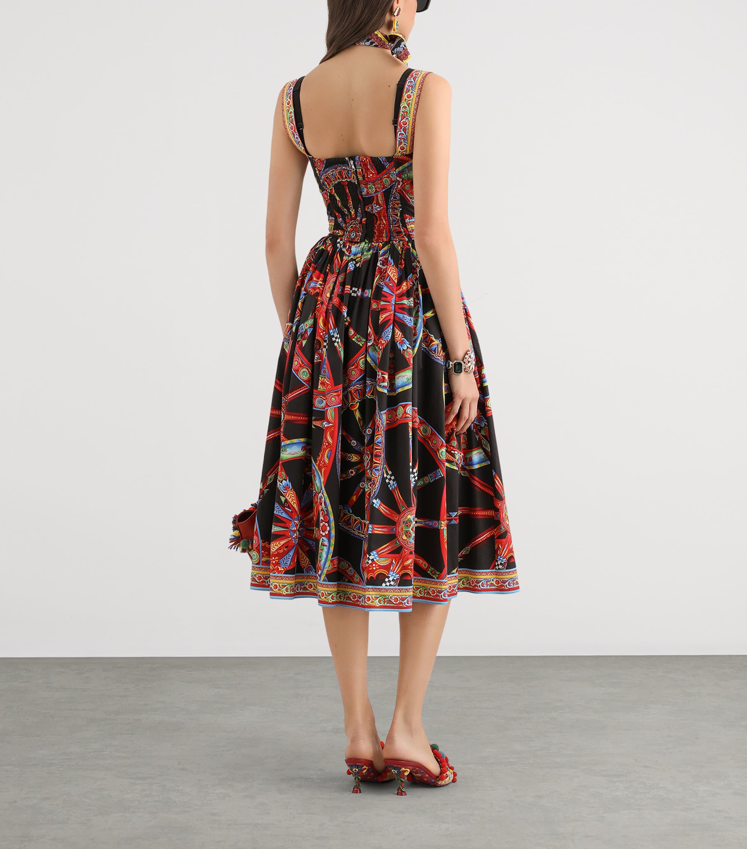 Dolce&Gabbana Womens Cotton Carretto Midi Dress Combined Col Image 3