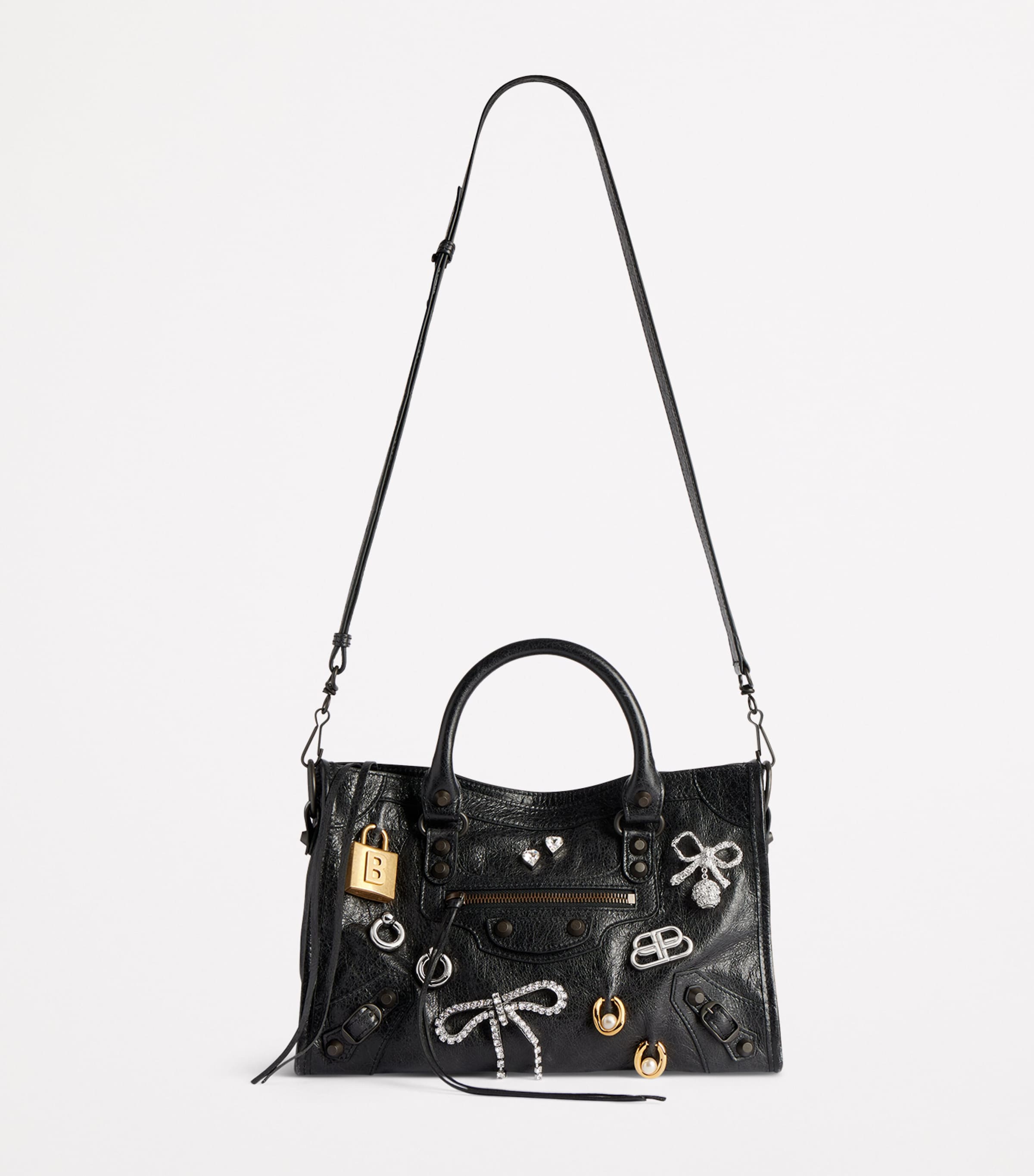Balenciaga Small Lambskin Embellished Le City Top-Handle Bag Image 2