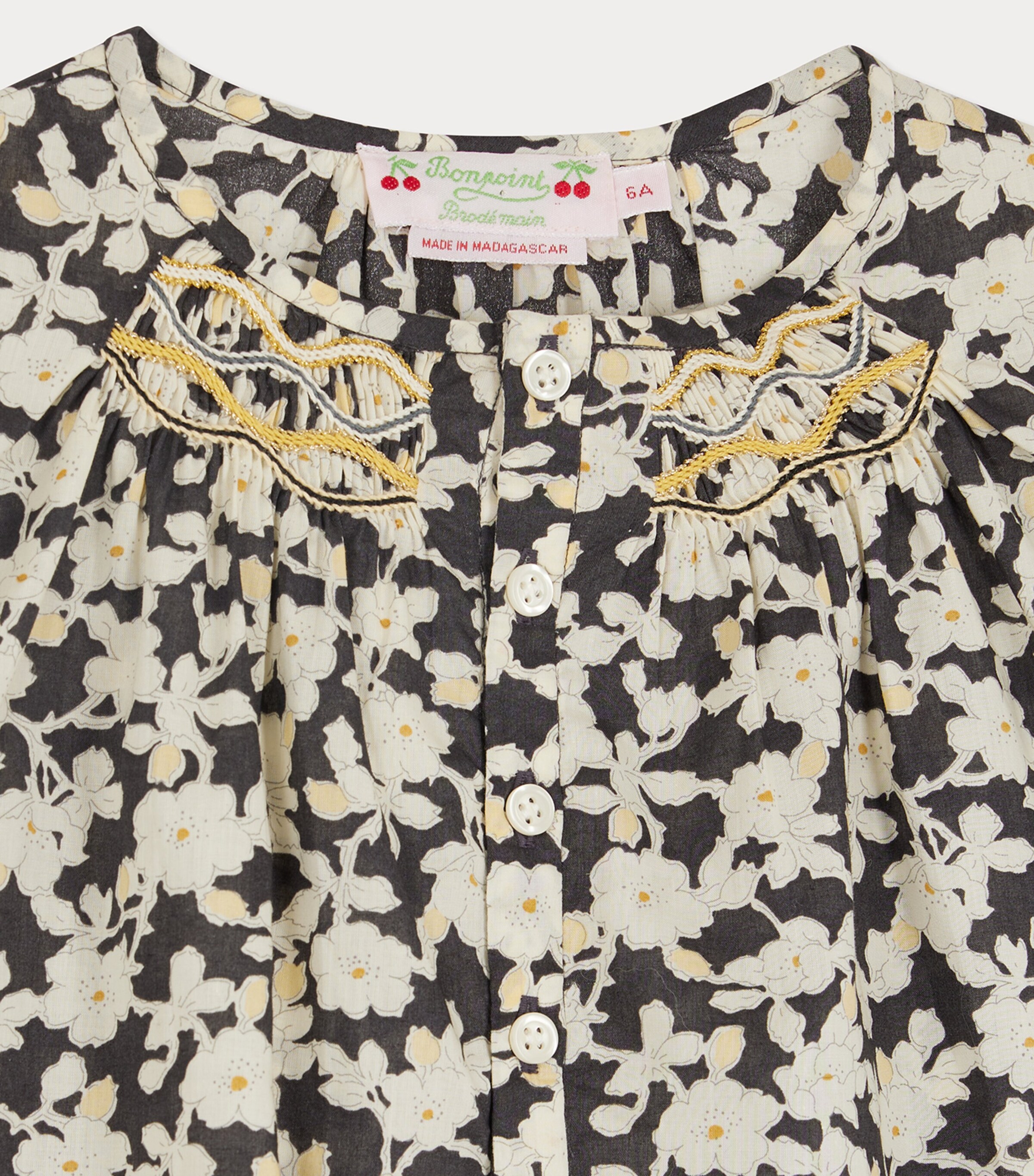 Cotton Floral Print Blouse (4-14 Years) FLEURS NOIR Image 3