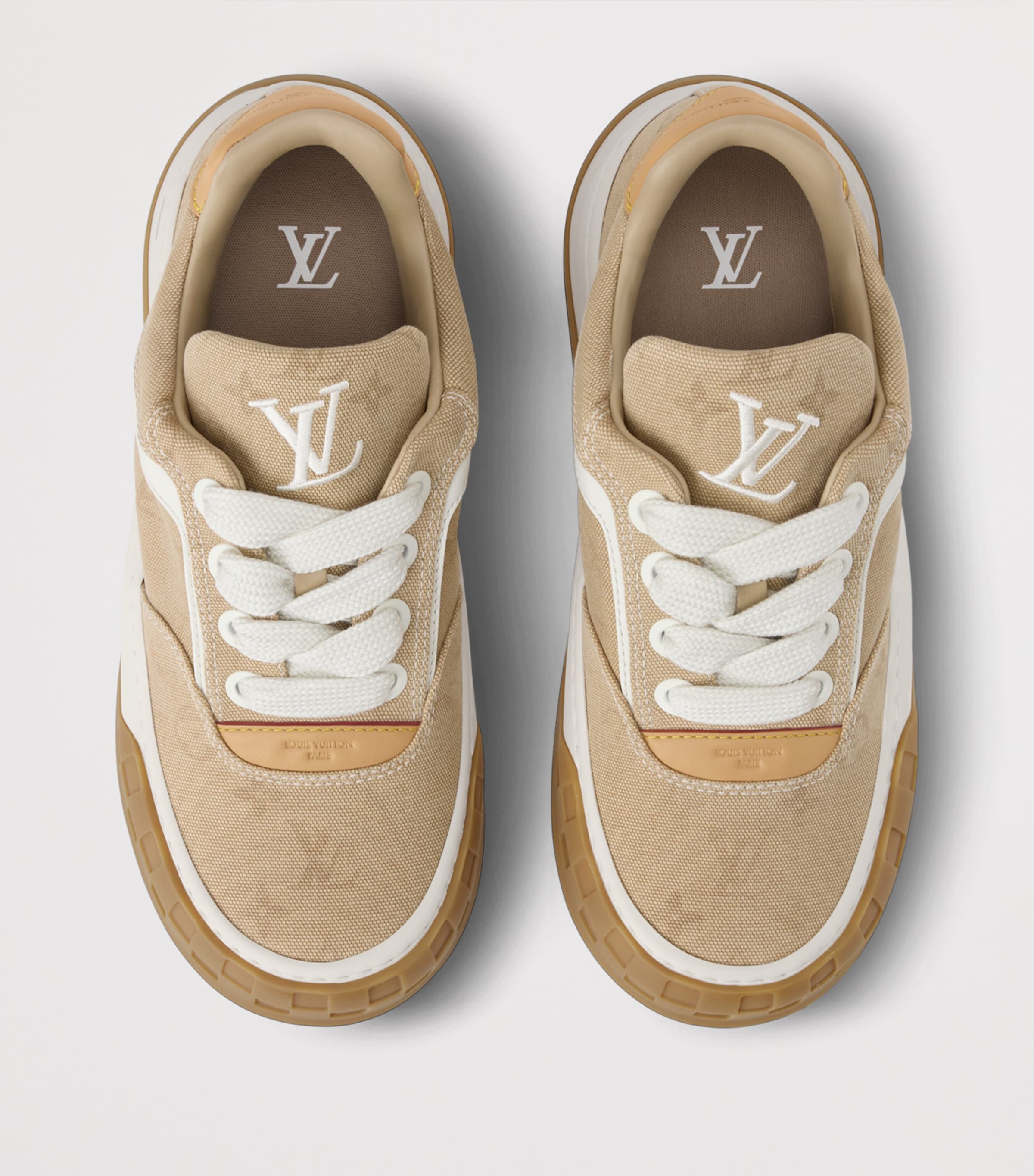 LOUIS VUITTON Suede Tilted Sneakers Beige Monogram Image 3