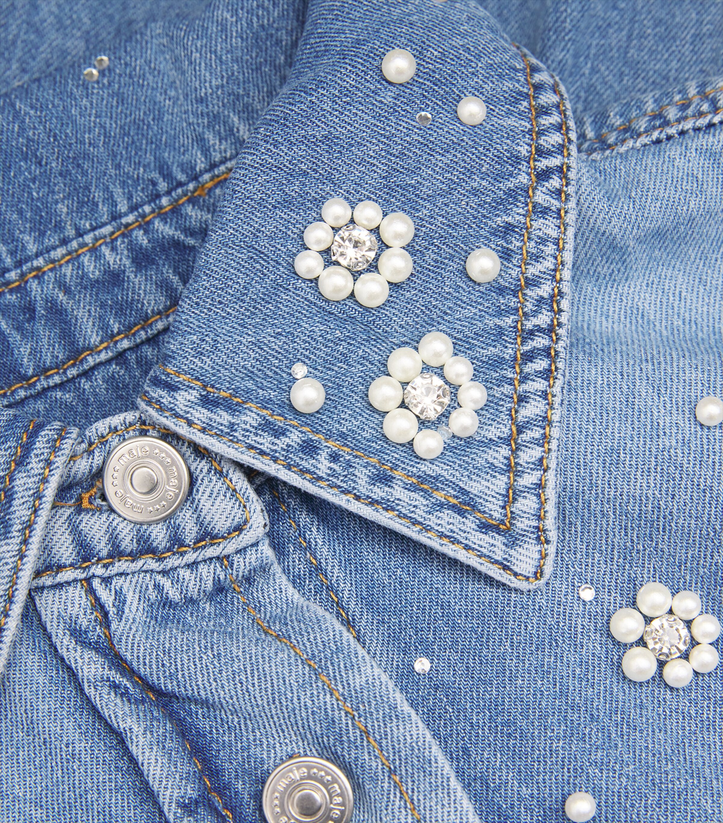 Beaded Denim Shirt BLUE Image 5